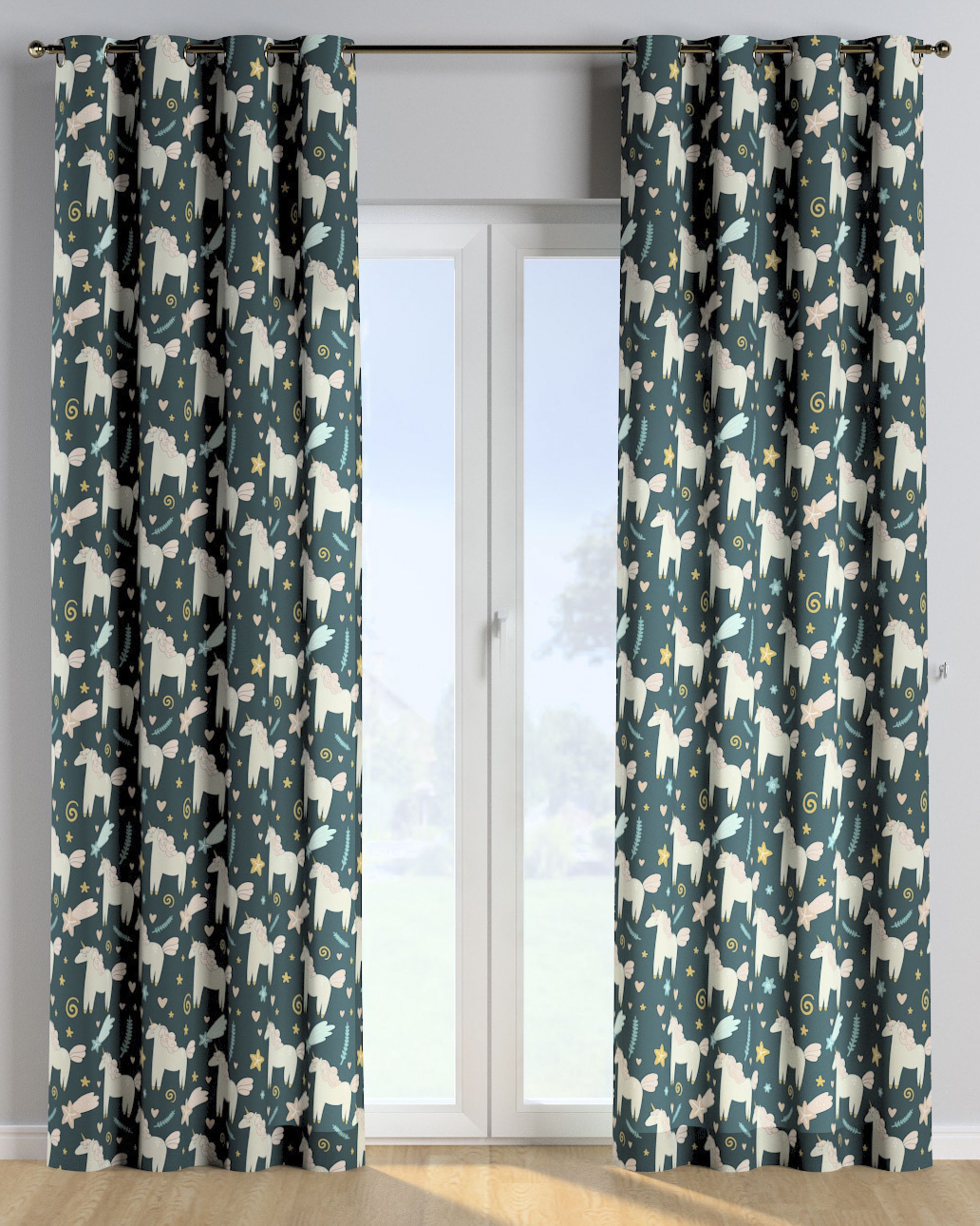 Rideau à œillets 1 pièce couleur marron tissu à motifs
