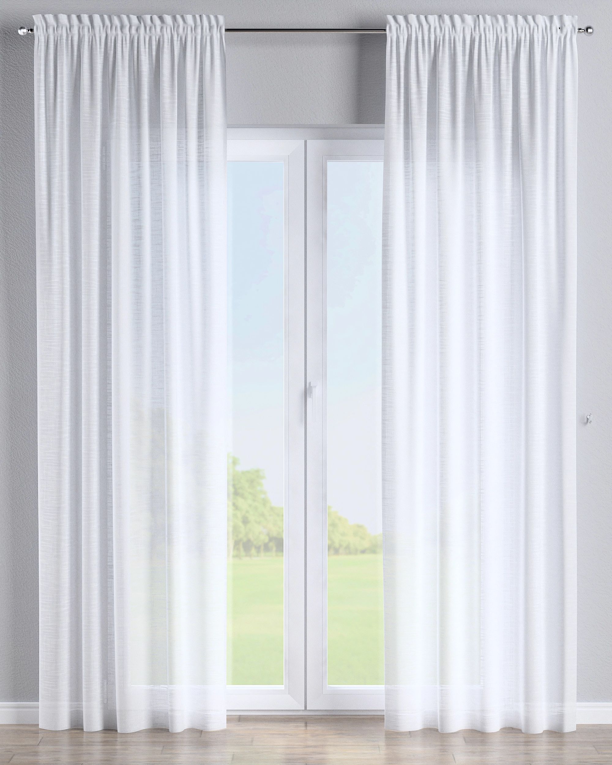 Rideau à galon fronceur 1 pièce couleur blanc tissu semi-transparent, tresse