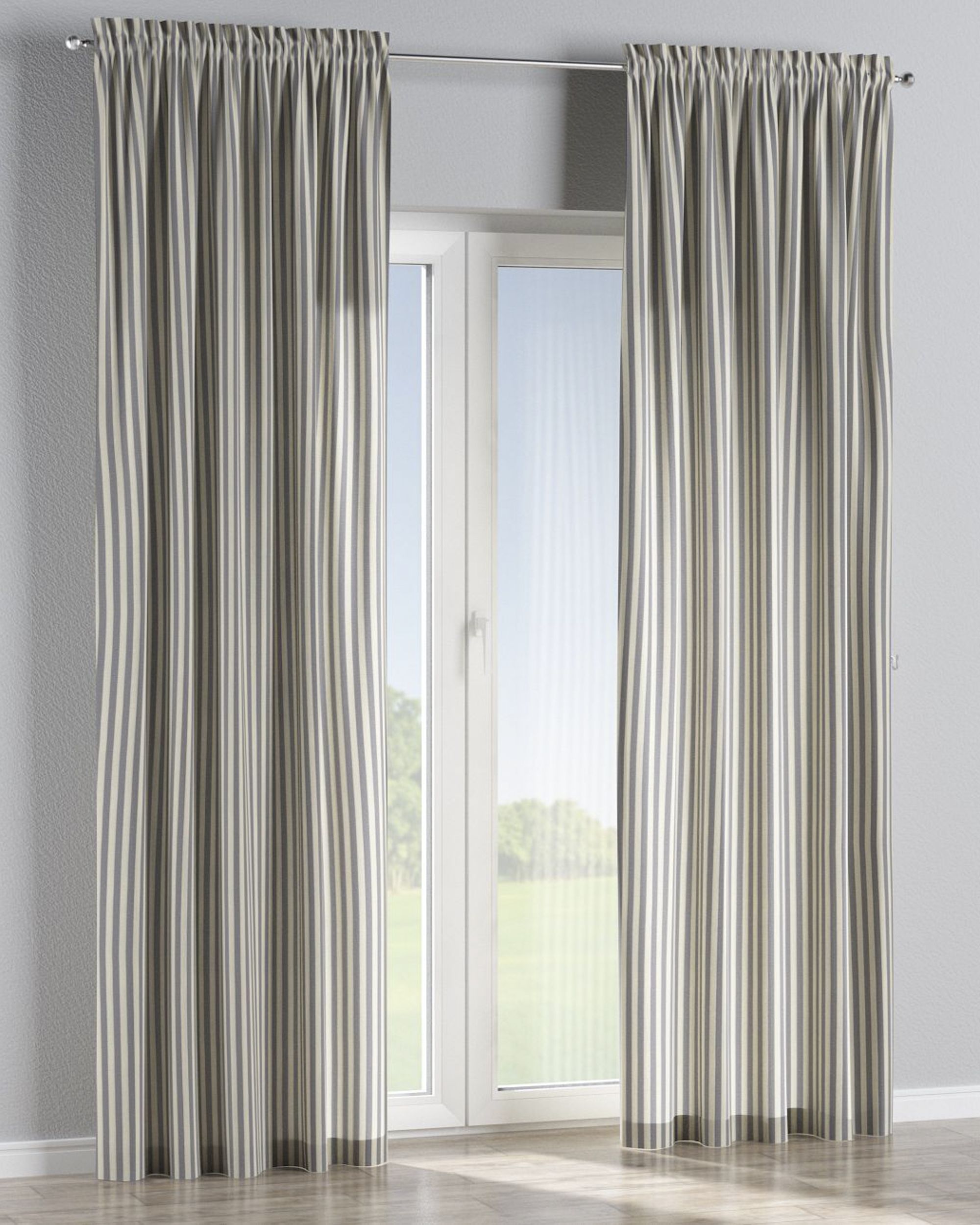 Rideau à galon fronceur 1 pièce couleur bleu marine tissu à motifs