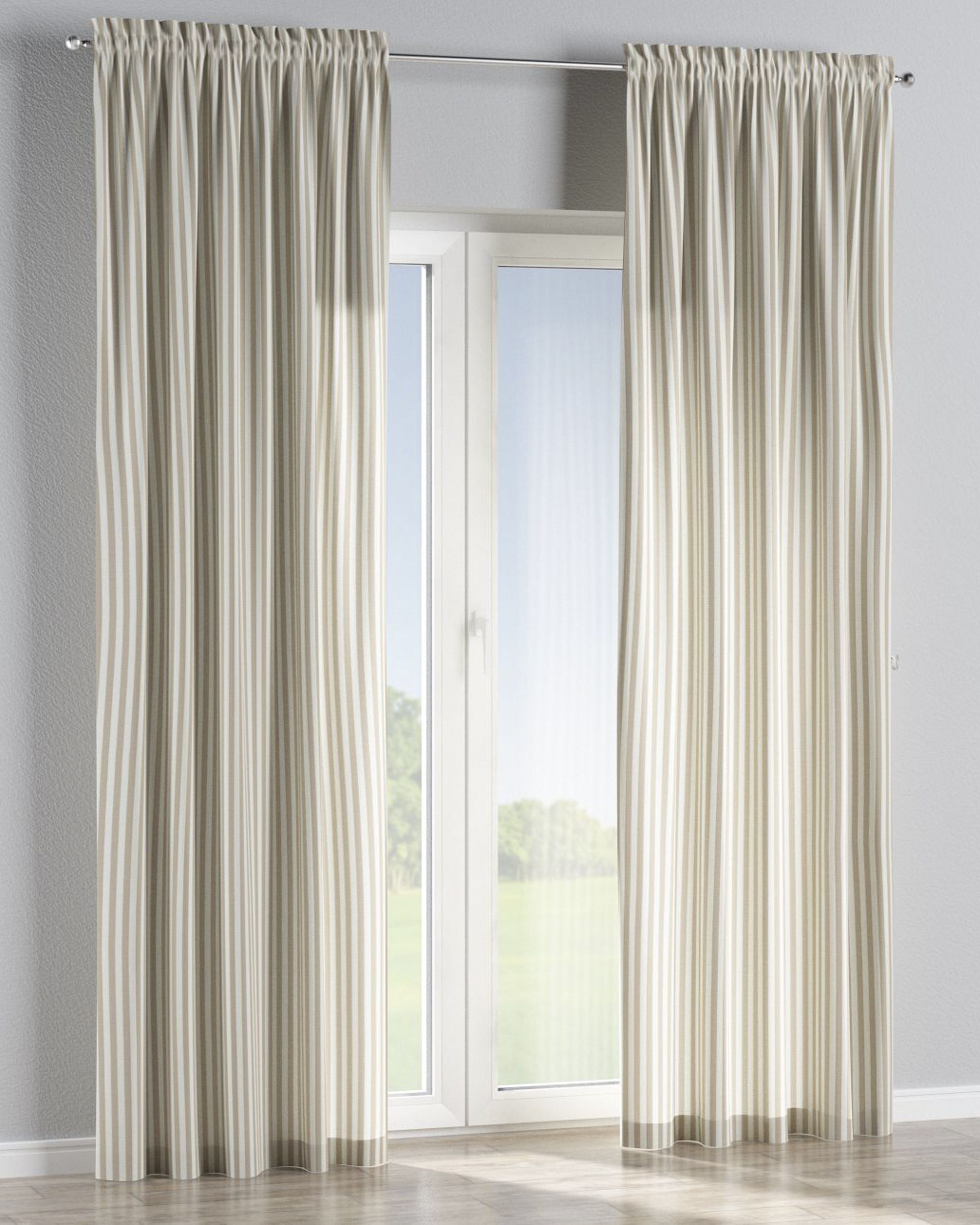 Rideau à galon fronceur 1 pièce couleur beige tissu à motifs
