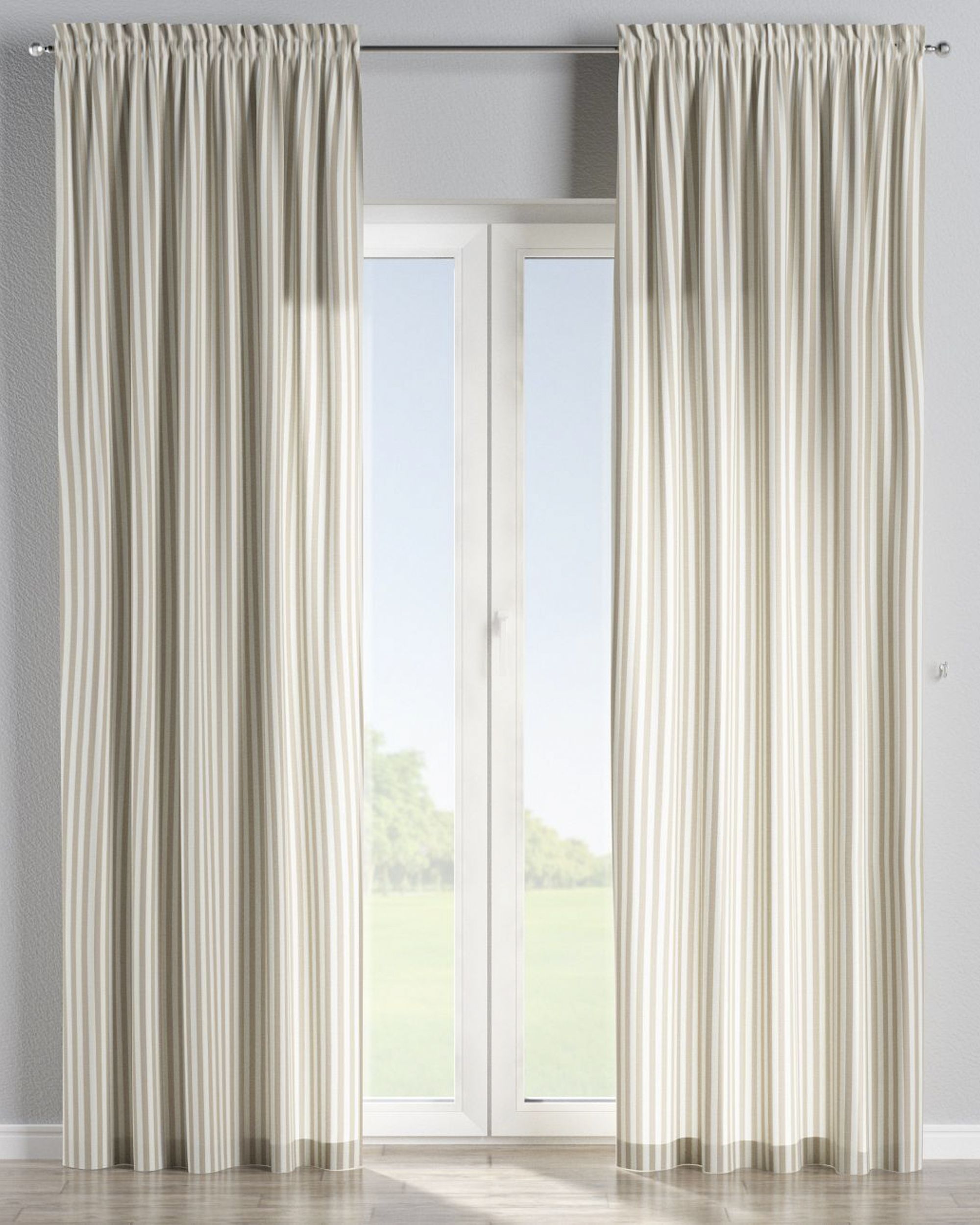 Rideau à galon fronceur 1 pièce couleur beige tissu à motifs (hover)