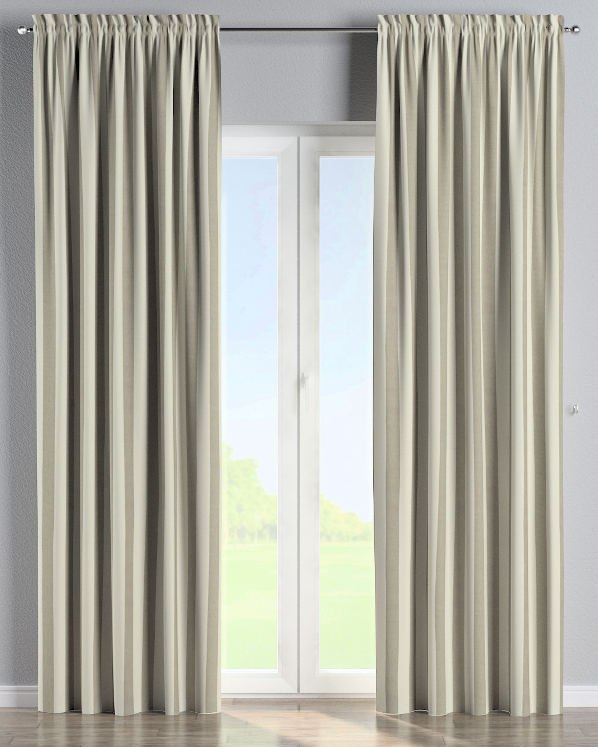Rideau à galon fronceur 1 pièce couleur beige tissu à motifs