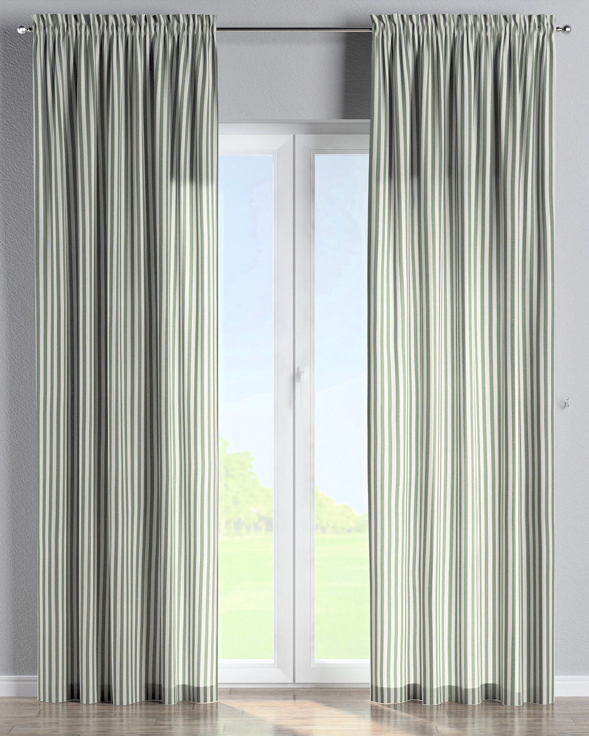 Rideau à galon fronceur 1 pièce couleur vert tissu à motifs
