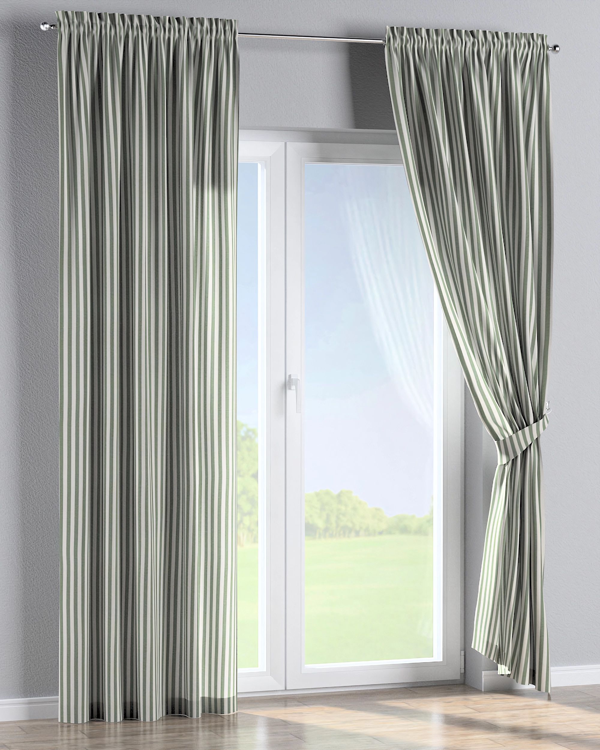Rideau à galon fronceur 1 pièce couleur vert tissu à motifs (hover)