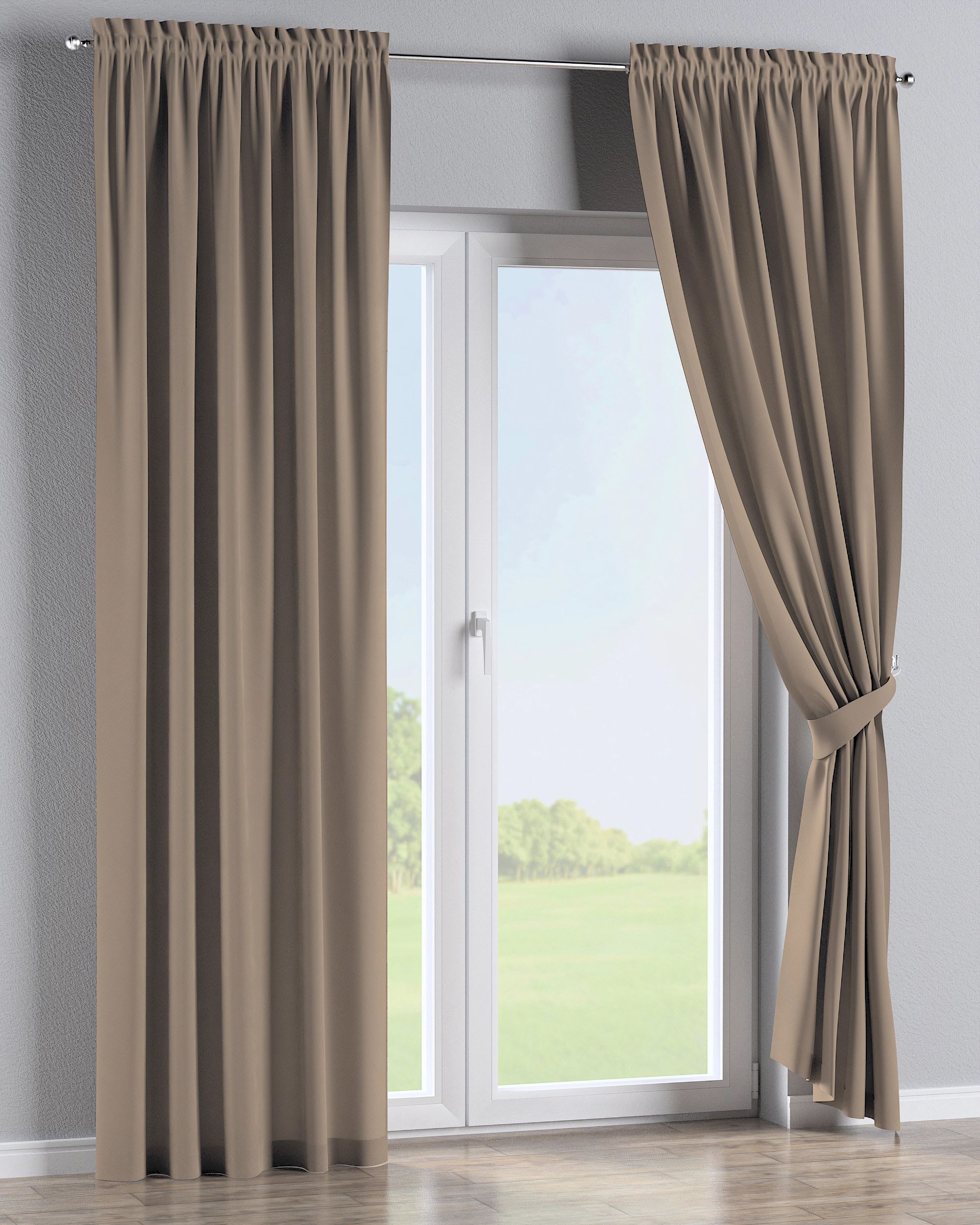 Rideau à galon fronceur 1 pièce couleur beige (hover)