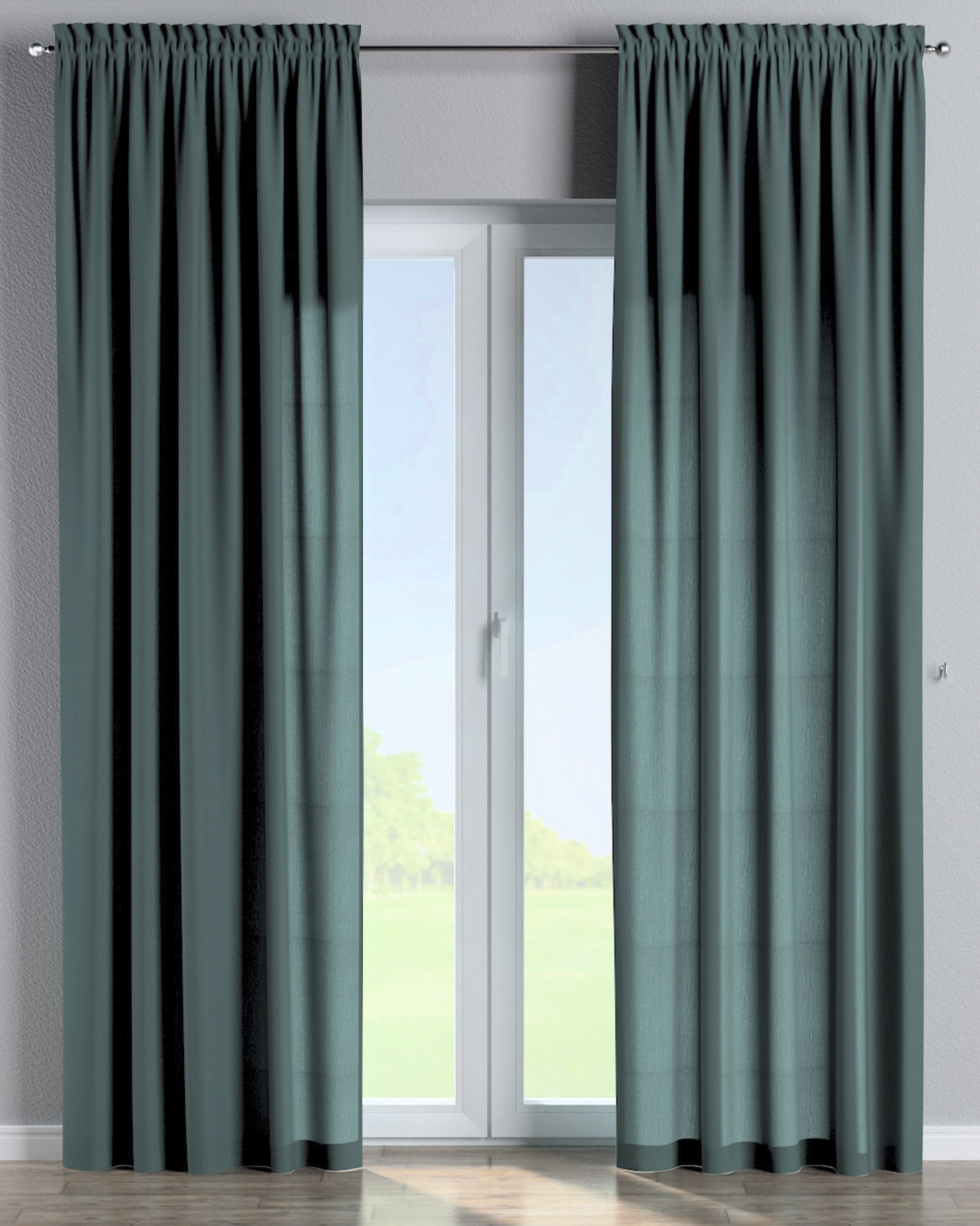 Rideau à galon fronceur 1 pièce couleur vert tissu semi-transparent, tresse