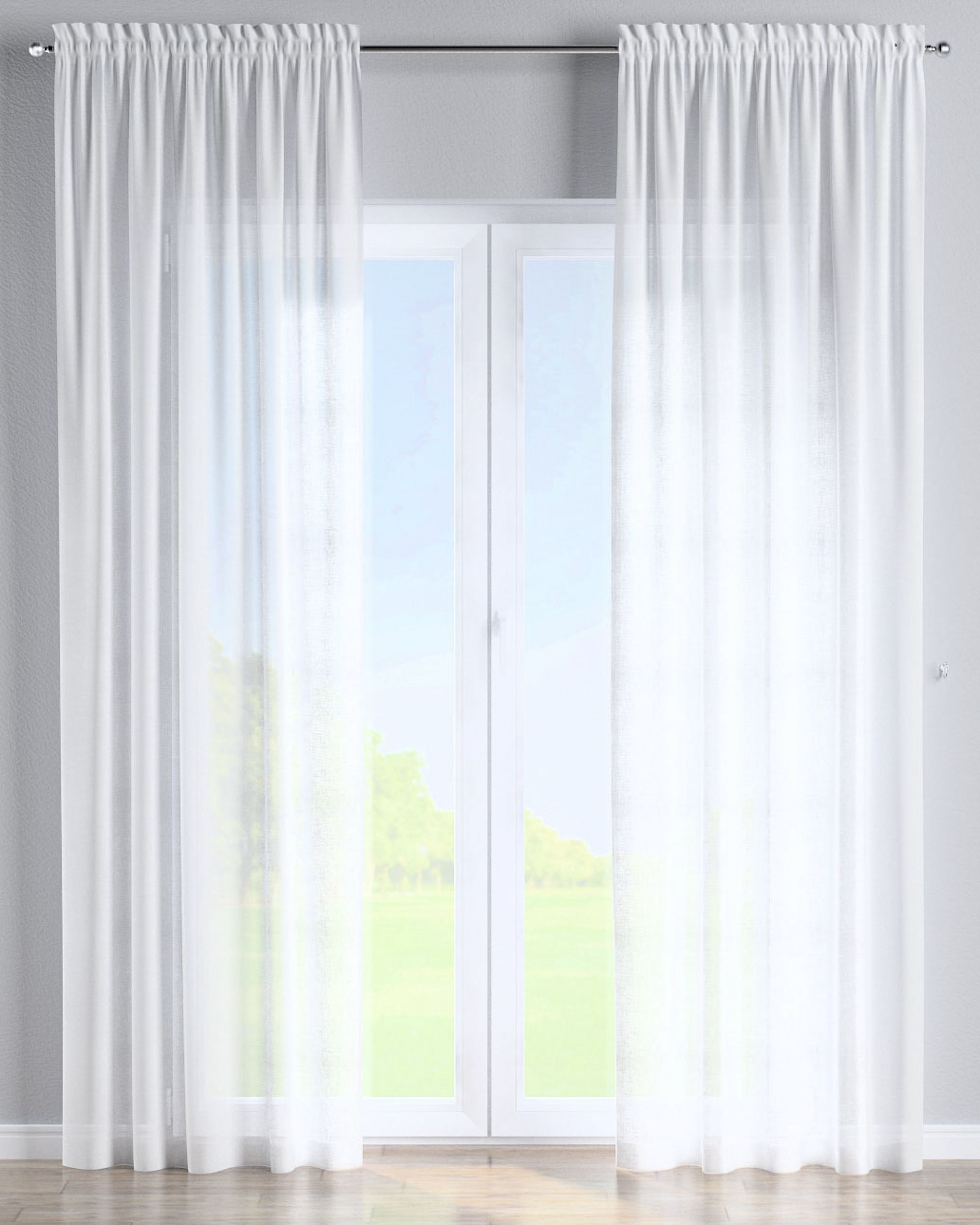 Rideau à galon fronceur 1 pièce couleur crème tissu semi-transparent, tresse