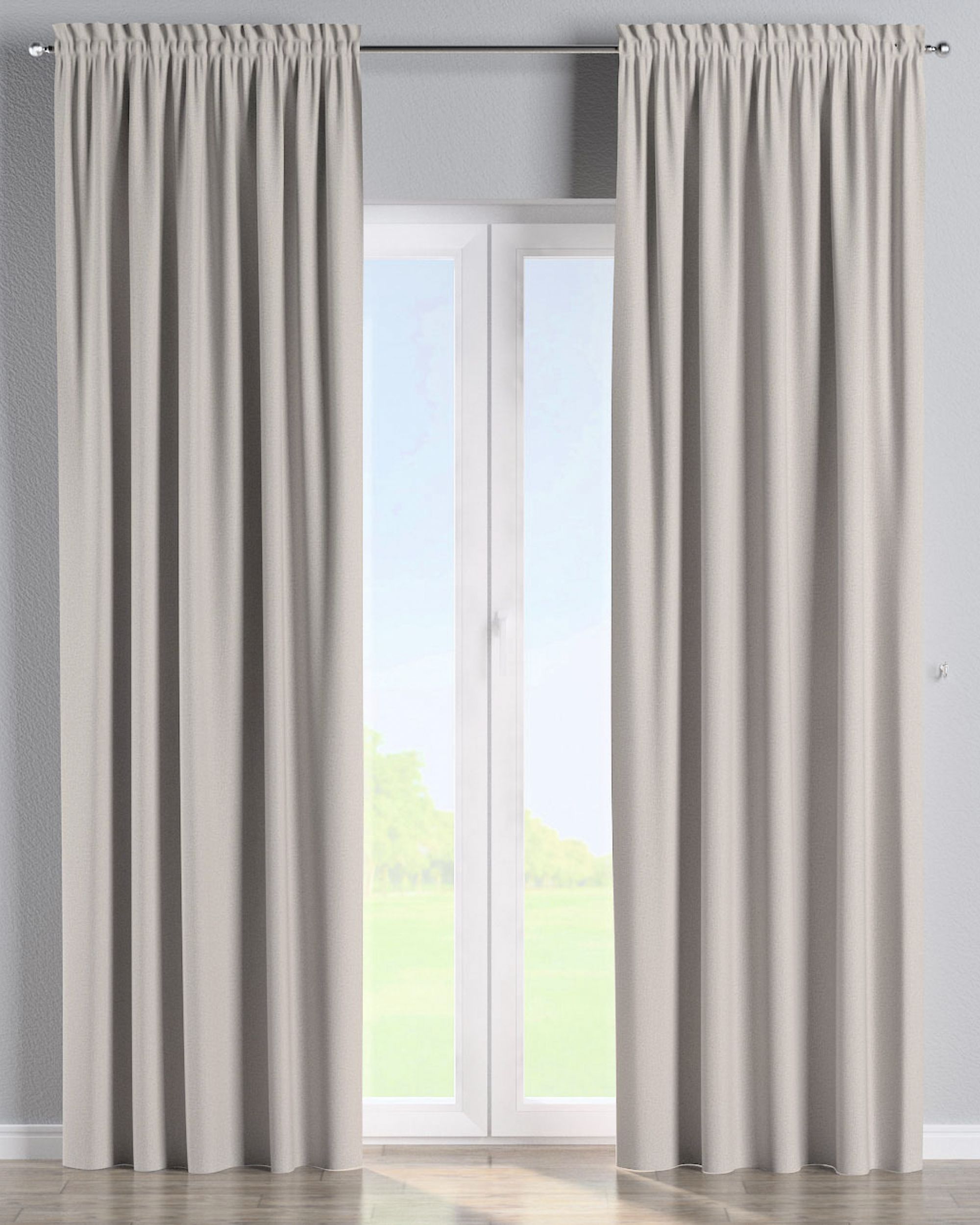 Rideau à galon fronceur 1 pièce couleur beige tissu tresse, black-out