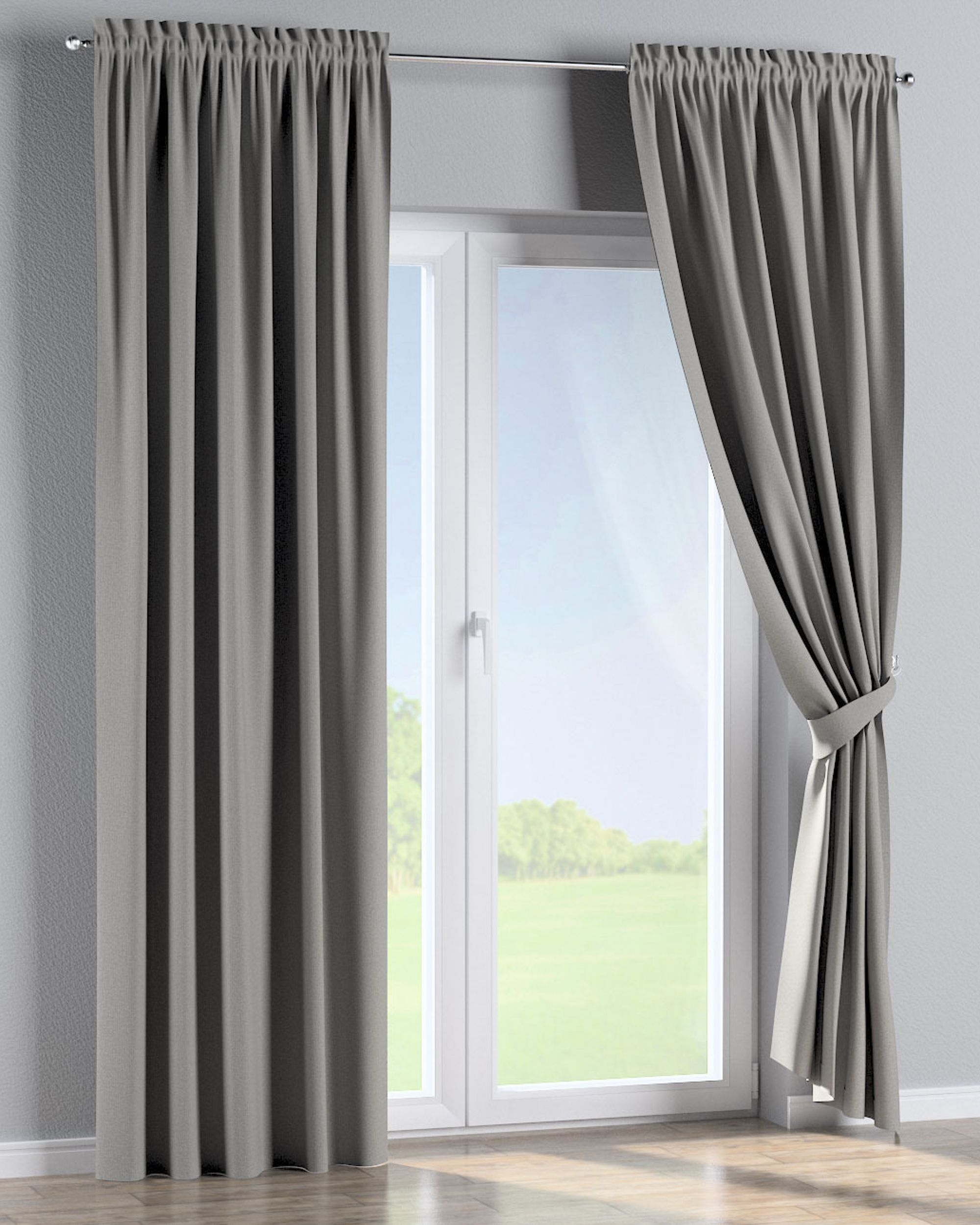 Rideau à galon fronceur 1 pièce couleur gris tissu tresse, black-out (hover)