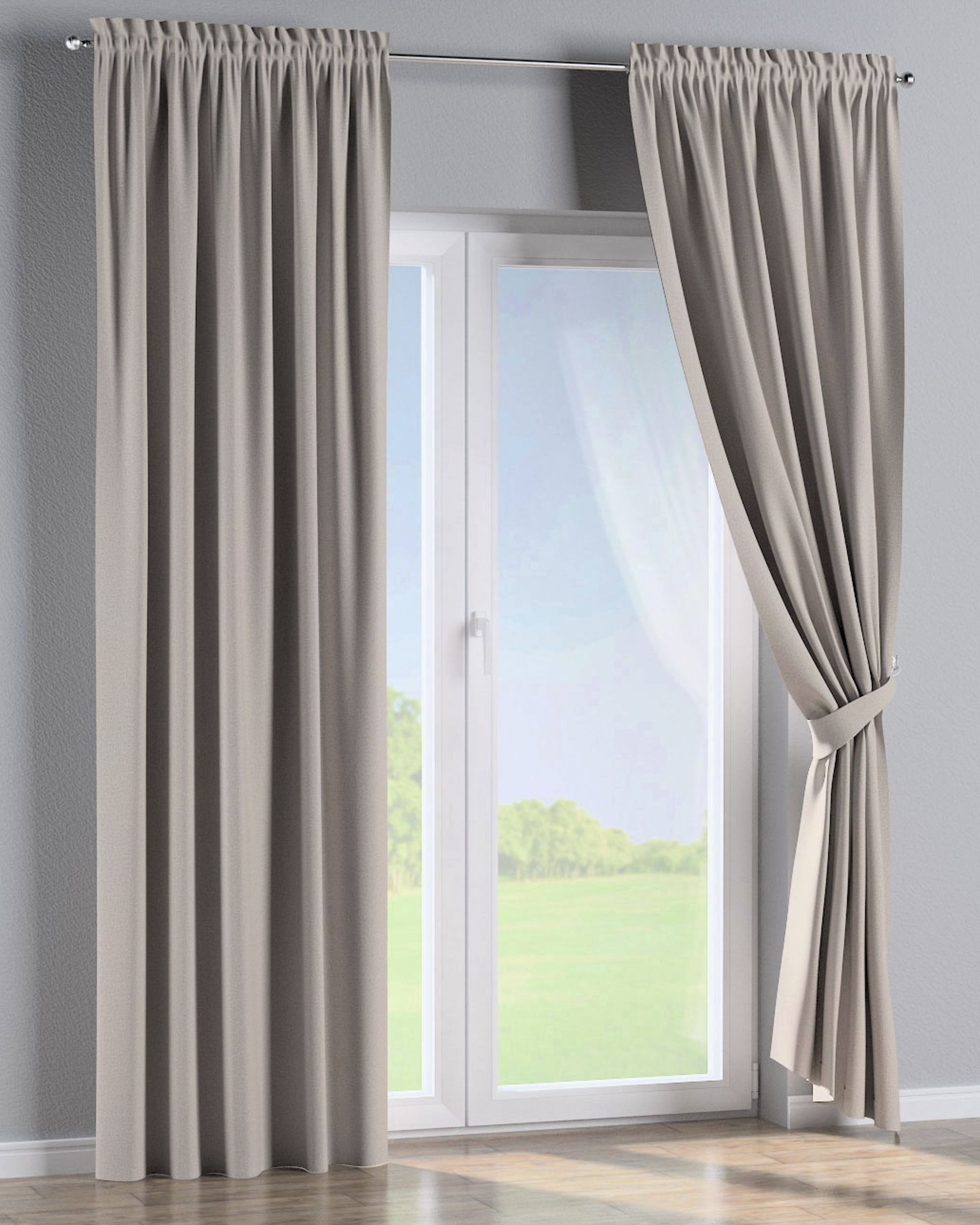 Rideau à galon fronceur 1 pièce couleur beige tissu black-out (hover)