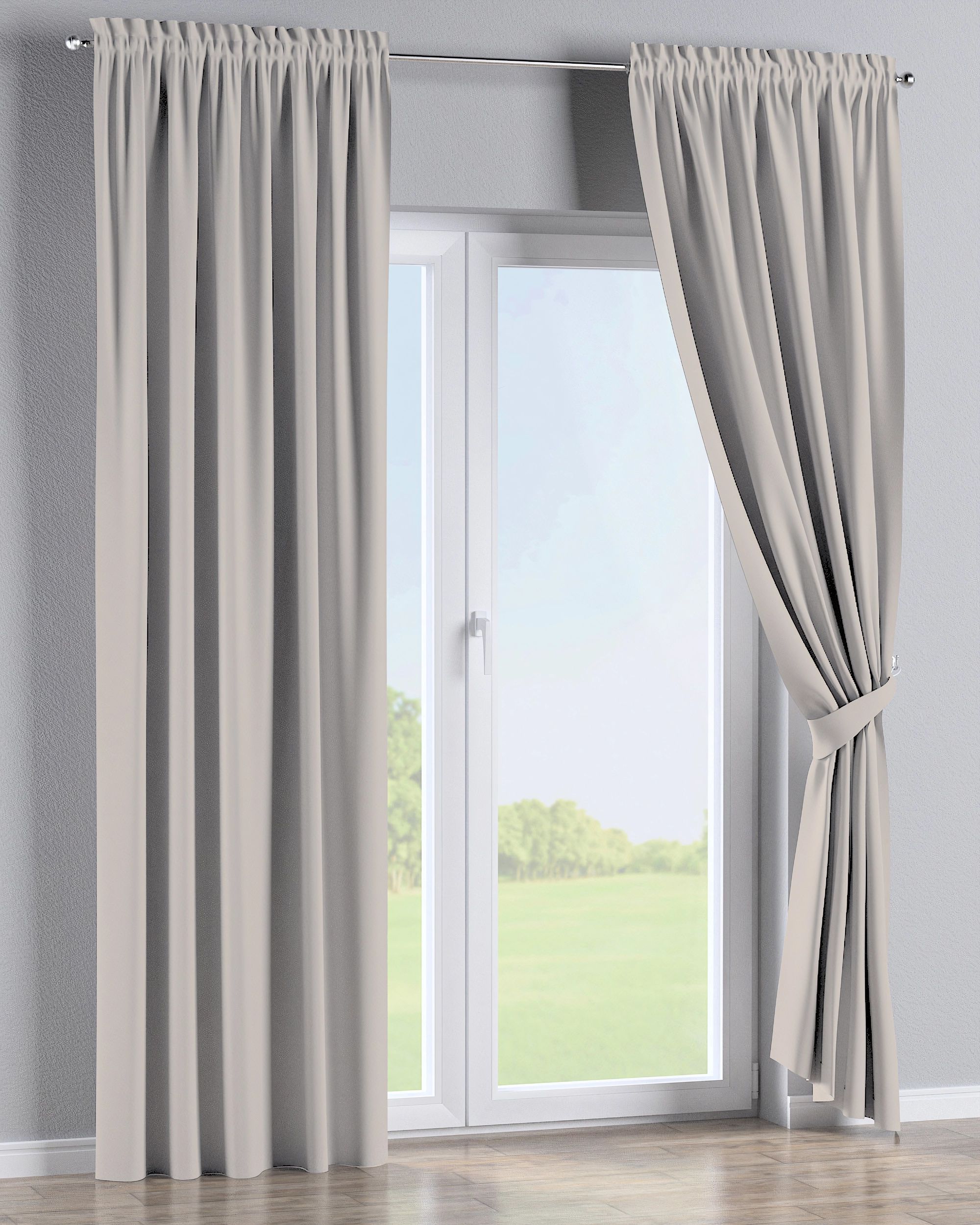Rideau à galon fronceur 1 pièce couleur beige tissu black-out (hover)