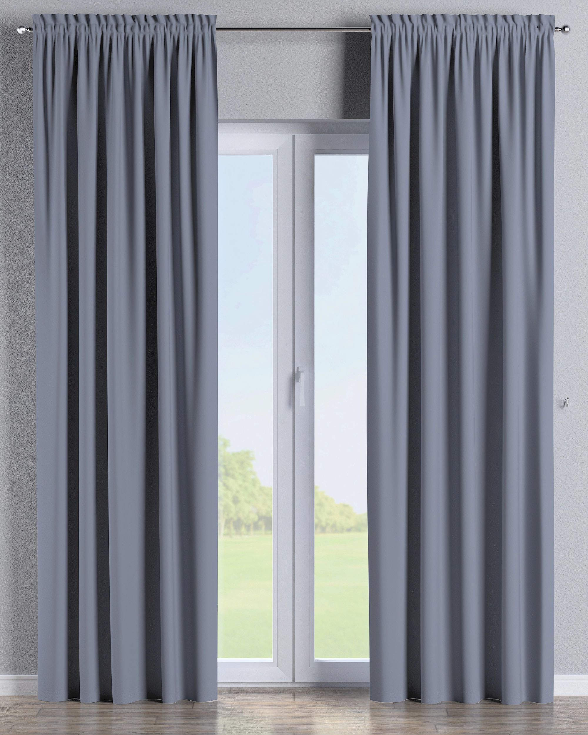 Rideau à galon fronceur 1 pièce couleur gris tissu black-out