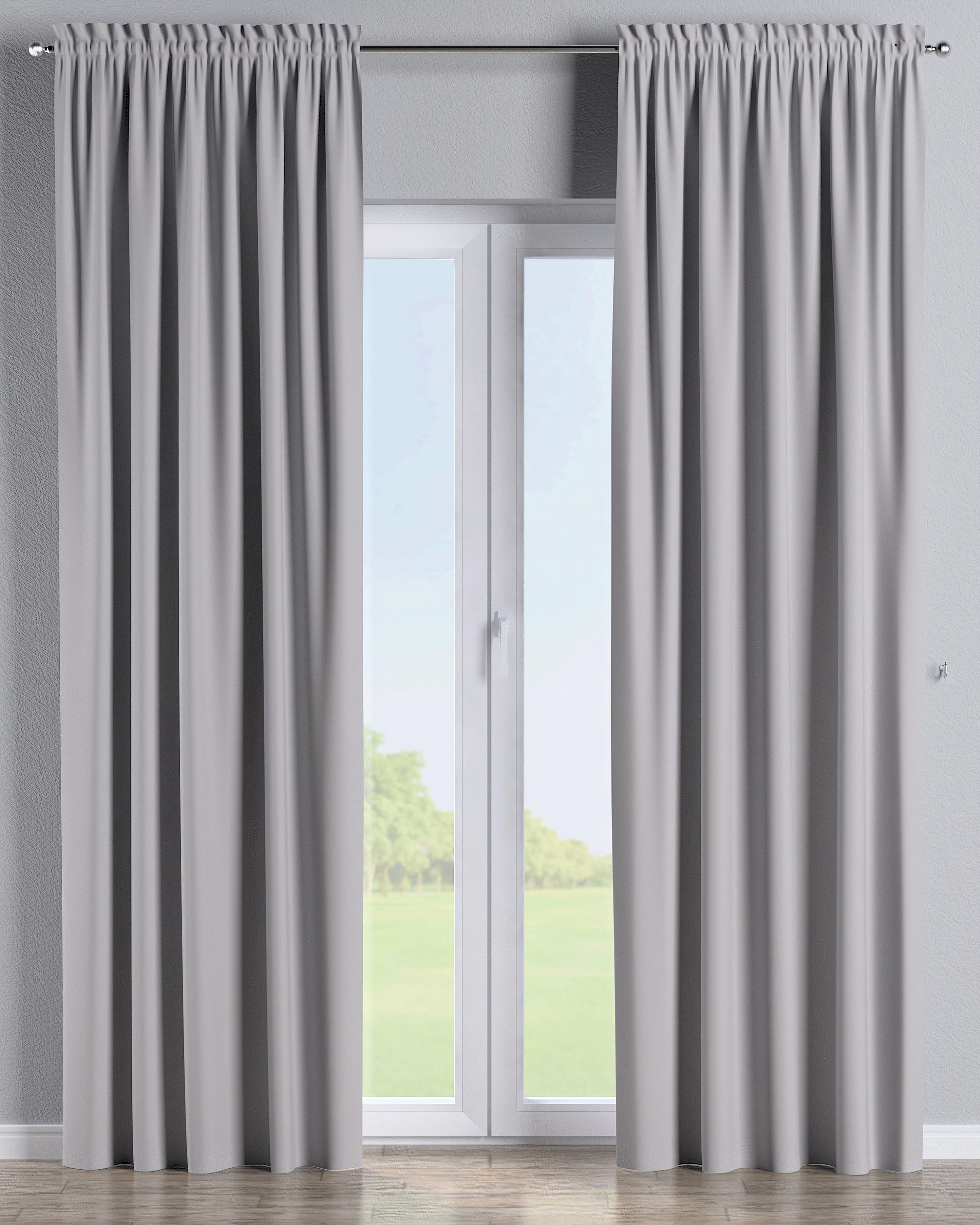 Rideau à galon fronceur 1 pièce couleur gris tissu black-out