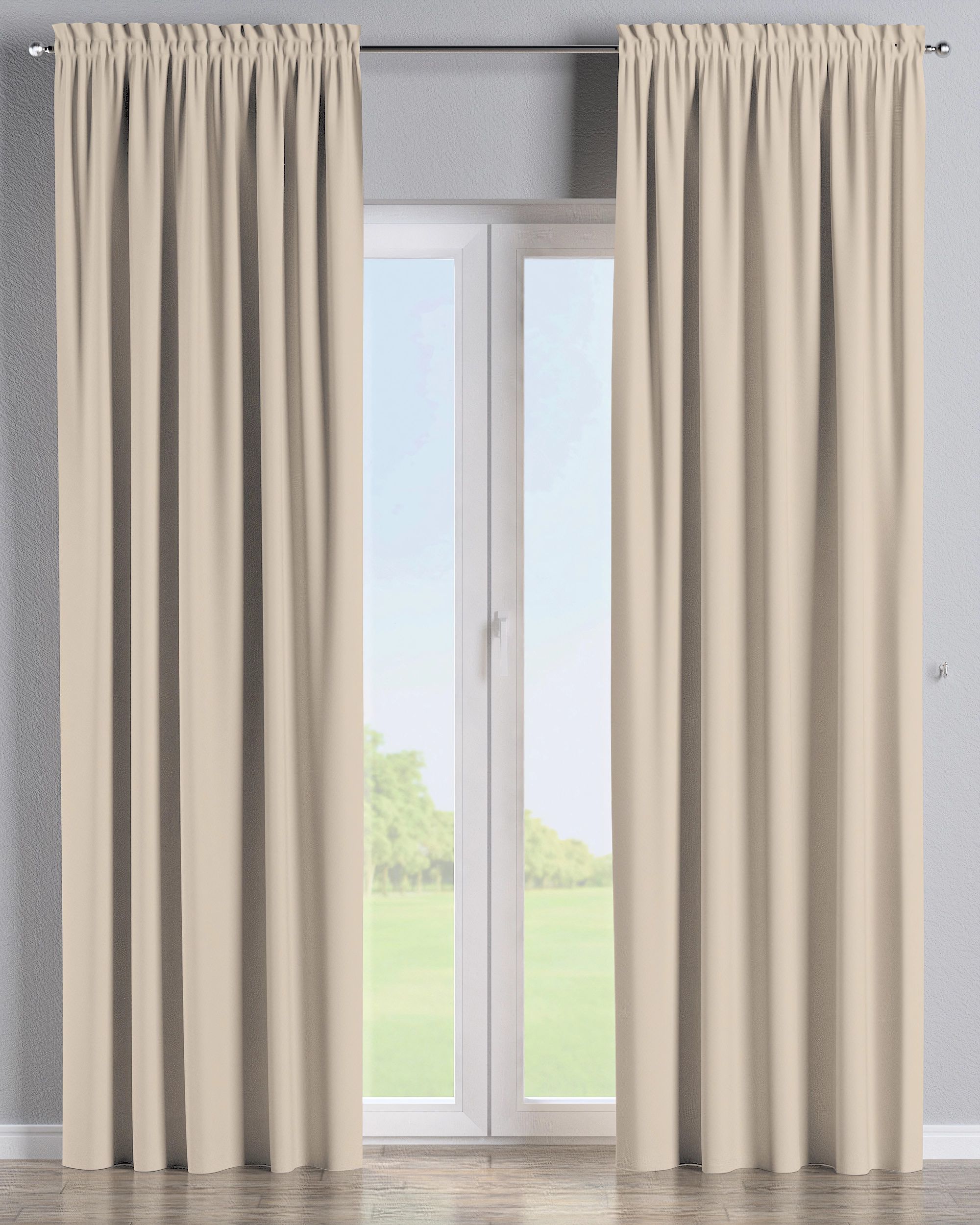 Rideau à galon fronceur 1 pièce couleur beige tissu black-out
