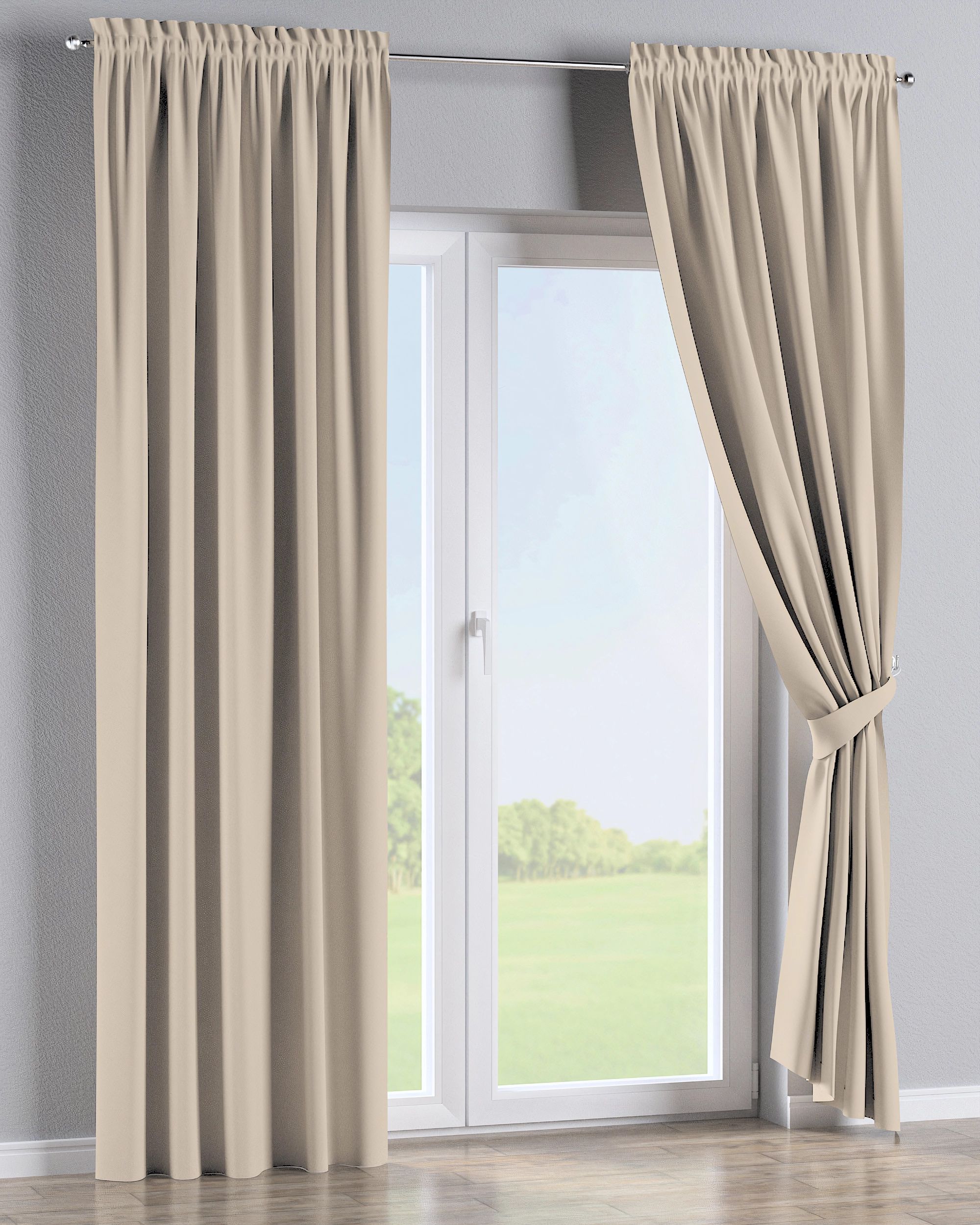 Rideau à galon fronceur 1 pièce couleur beige tissu black-out (hover)
