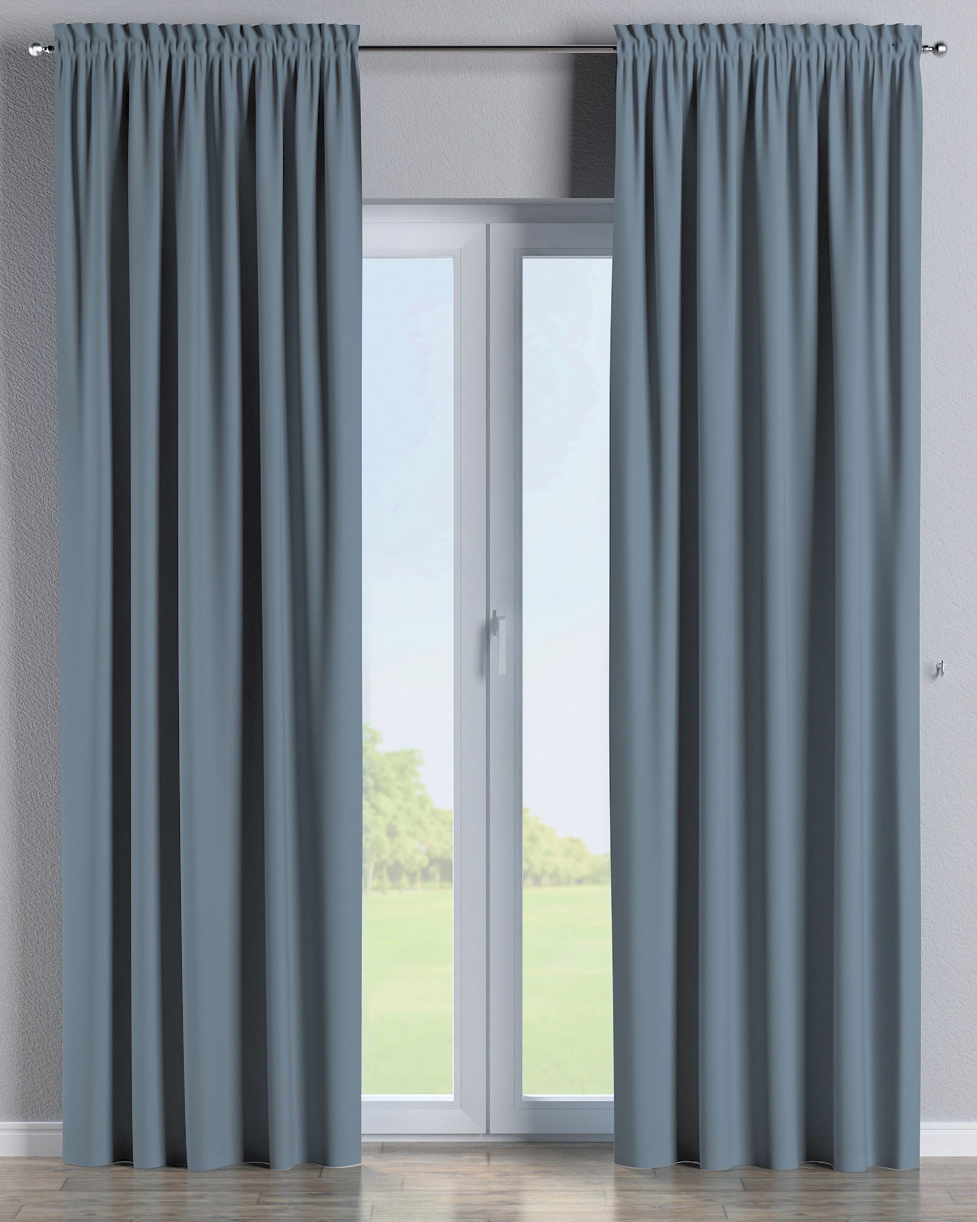 Rideau à galon fronceur 1 pièce couleur bleu tissu black-out