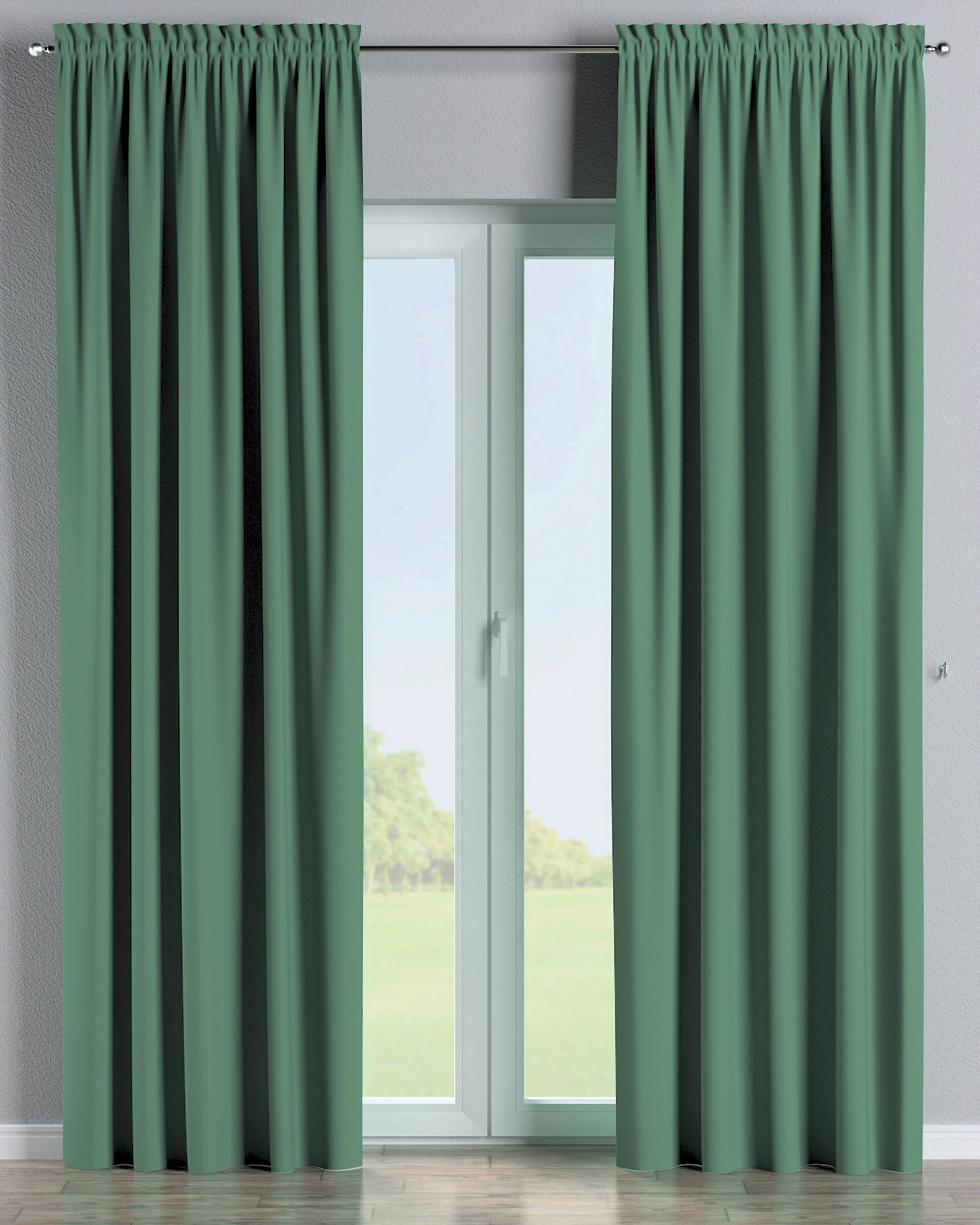 Rideau à galon fronceur 1 pièce couleur vert tissu black-out