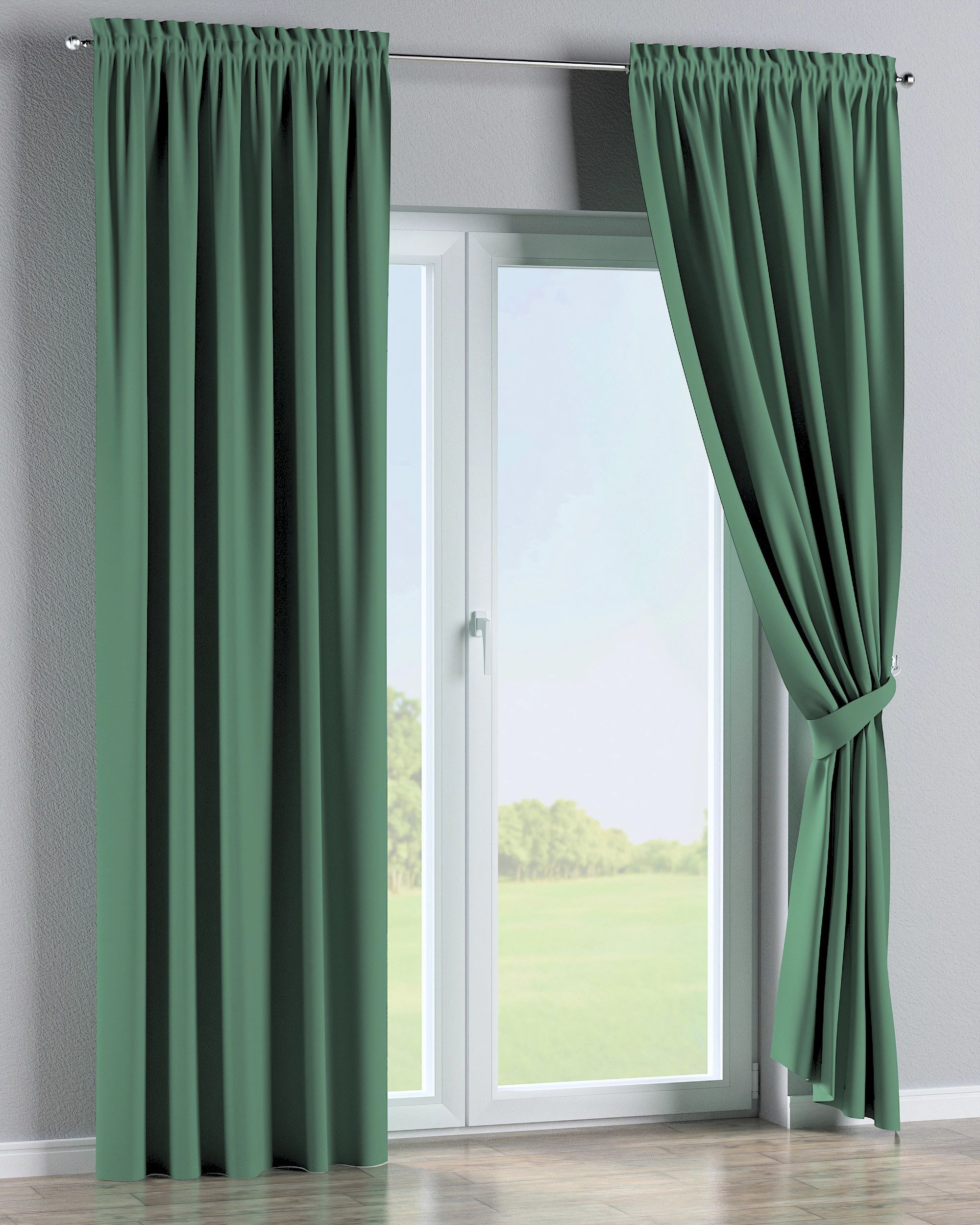 Rideau à galon fronceur 1 pièce couleur vert tissu black-out (hover)