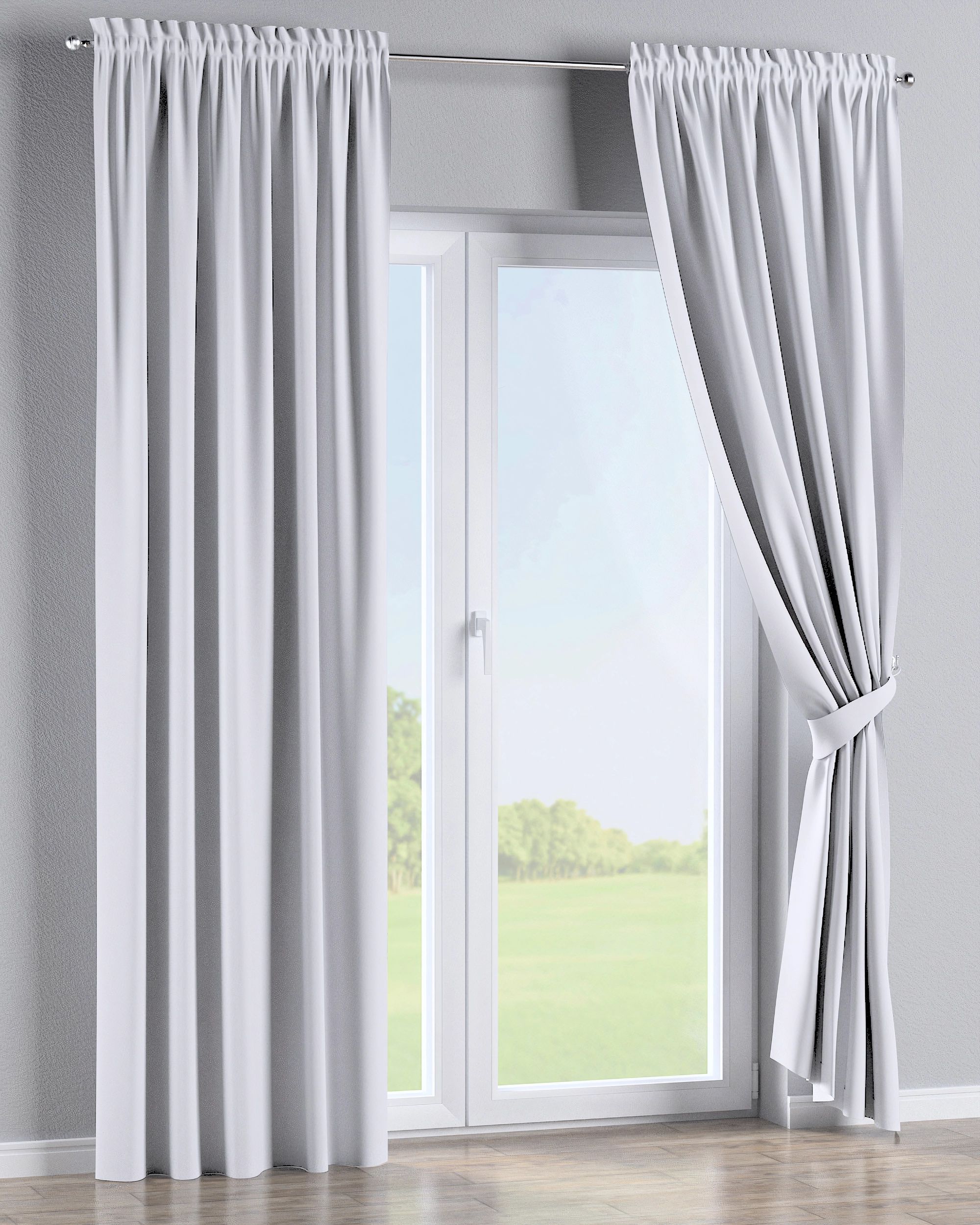 Rideau à galon fronceur 1 pièce couleur blanc tissu black-out (hover)