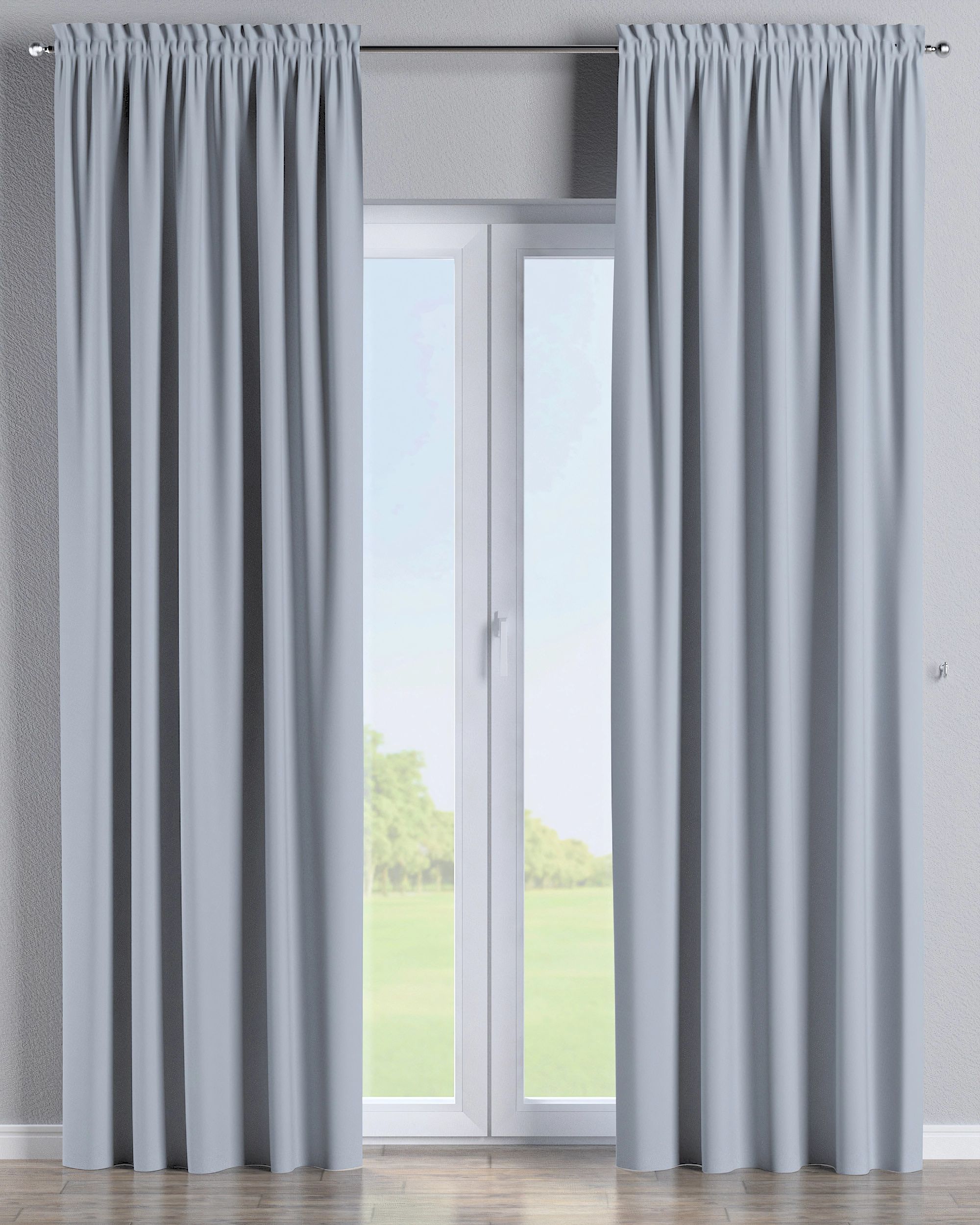 Rideau à galon fronceur 1 pièce couleur gris tissu black-out