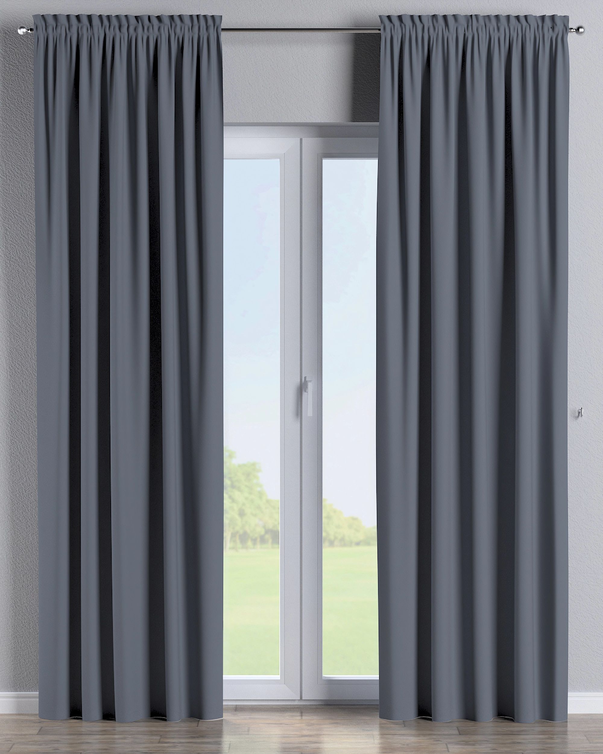 Rideau à galon fronceur 1 pièce couleur gris tissu black-out