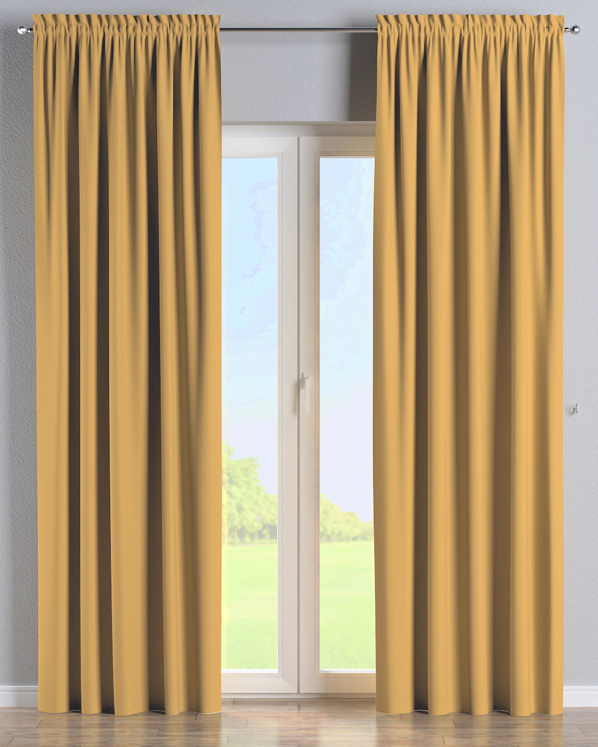 Rideau à galon fronceur 1 pièce couleur jaune tissu black-out