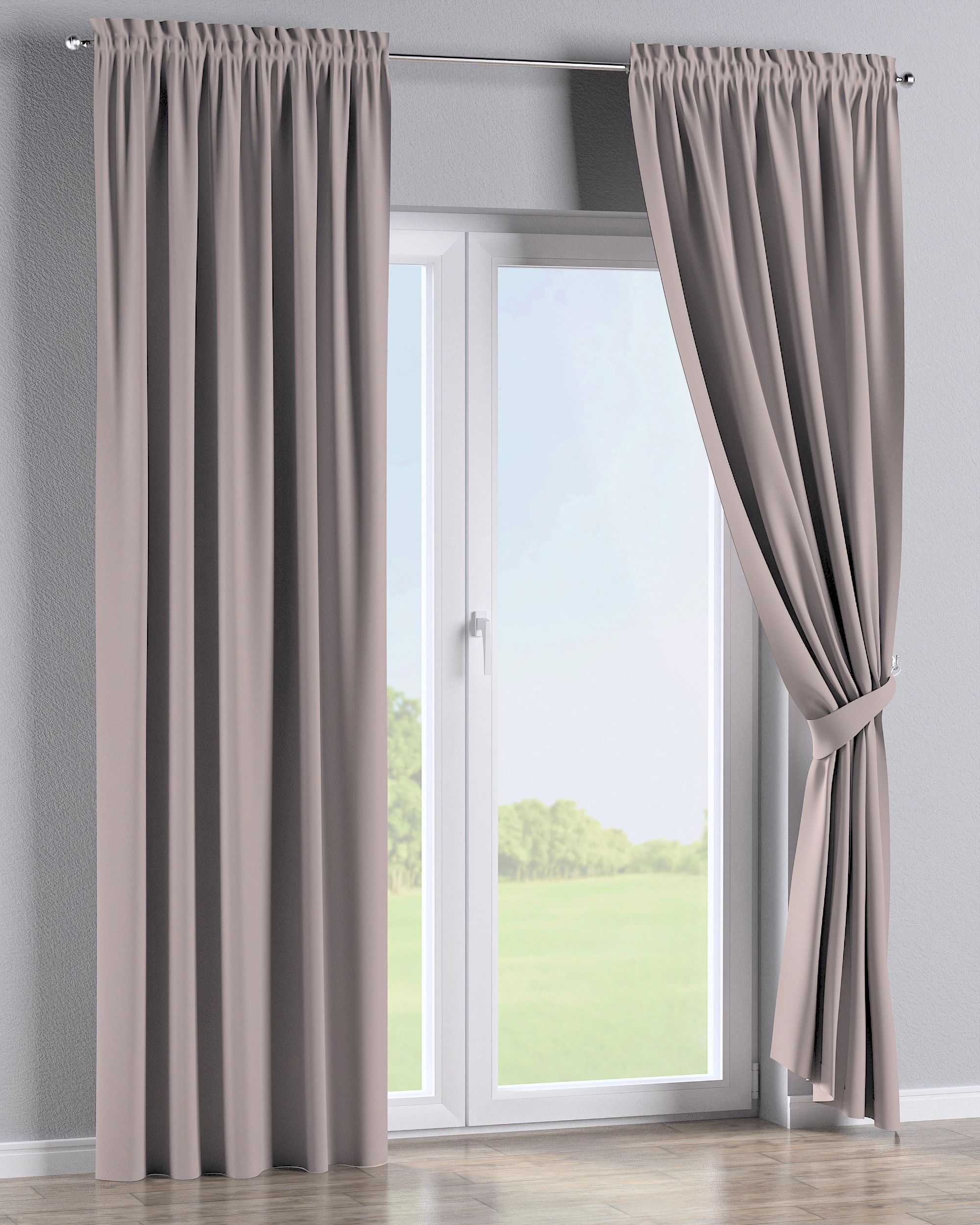 Rideau à galon fronceur 1 pièce couleur beige tissu black-out (hover)