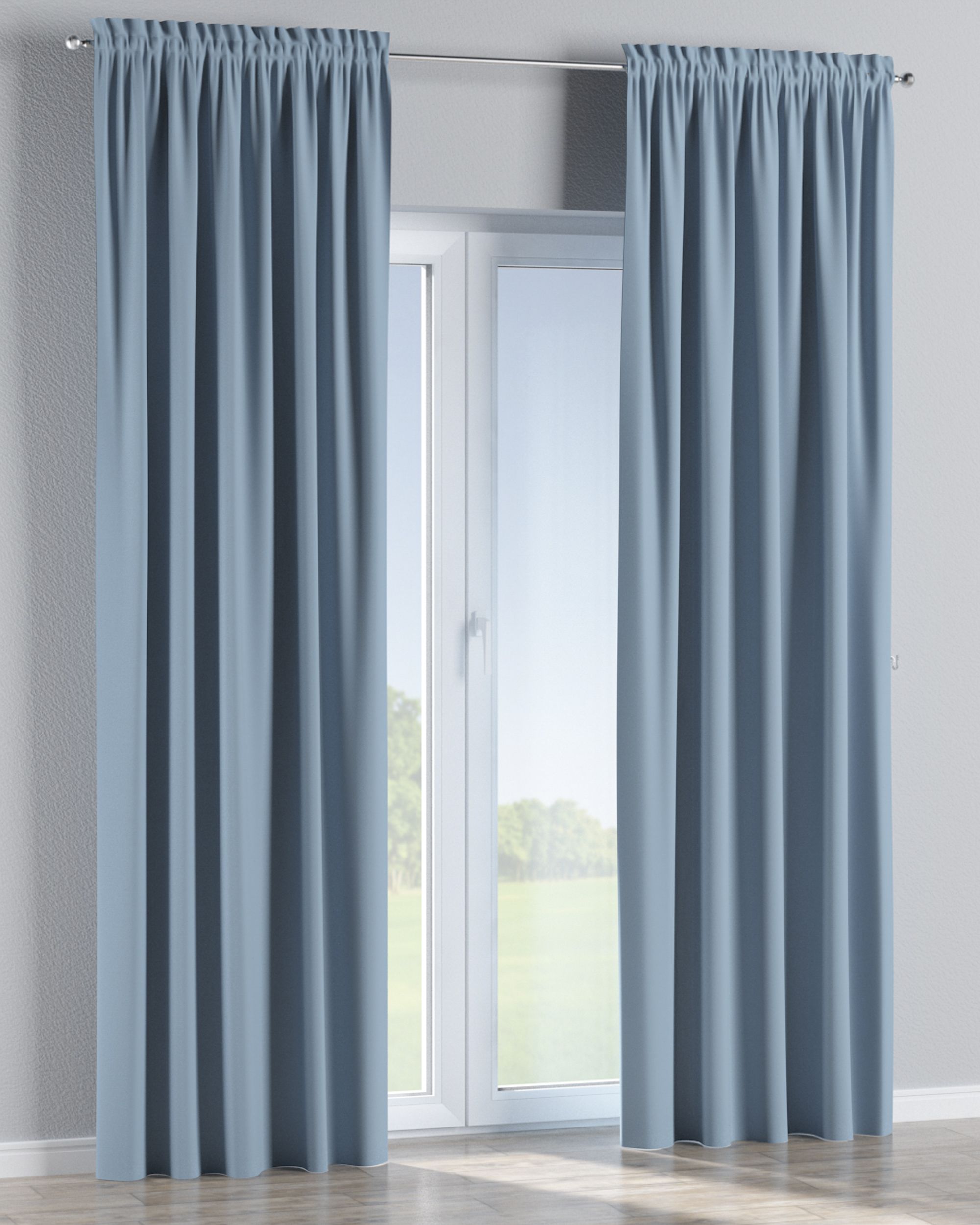 Rideau à galon fronceur 1 pièce couleur bleu tissu black-out