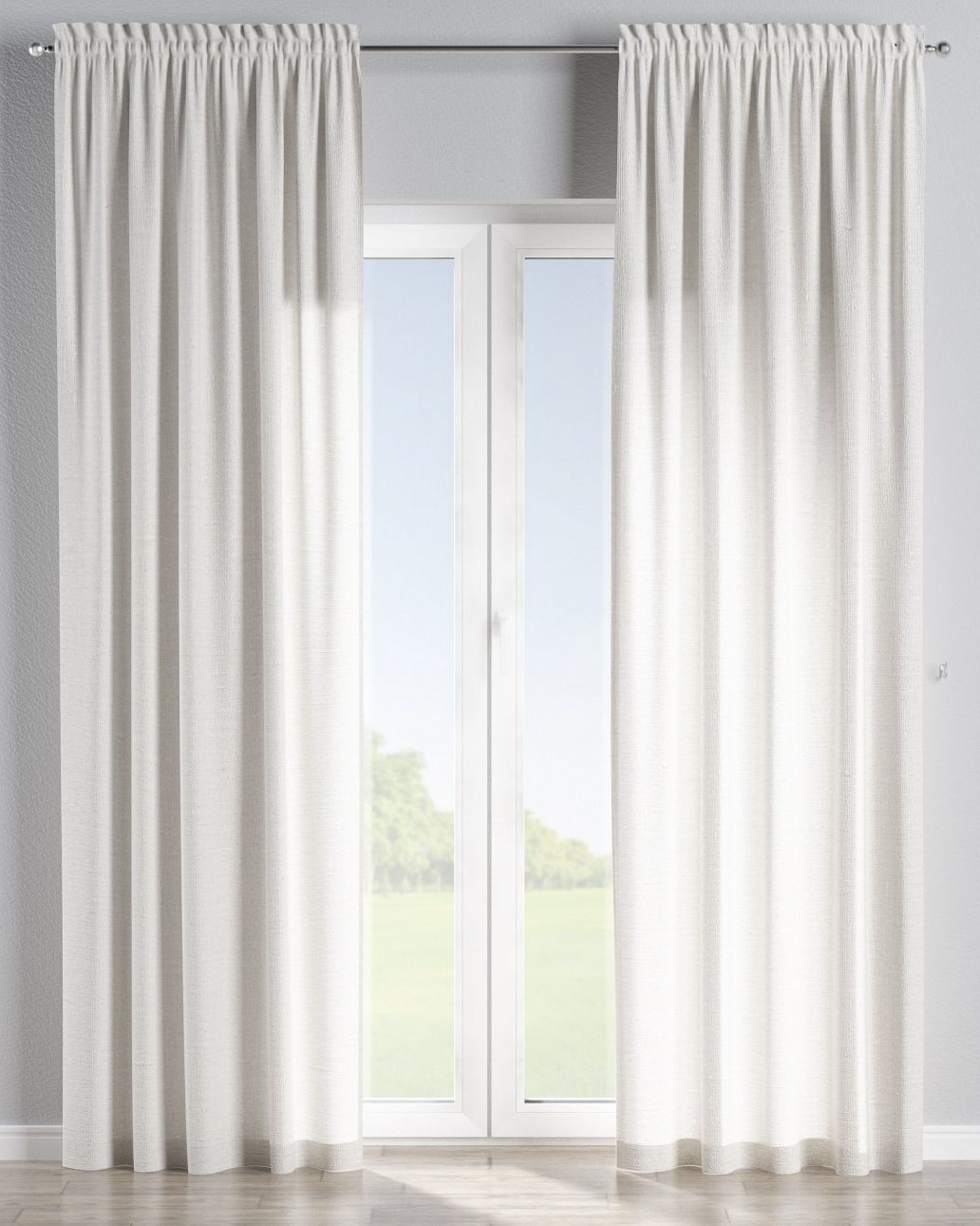 Rideau à galon fronceur 1 pièce couleur blanc tissu semi-transparent, tresse (hover)