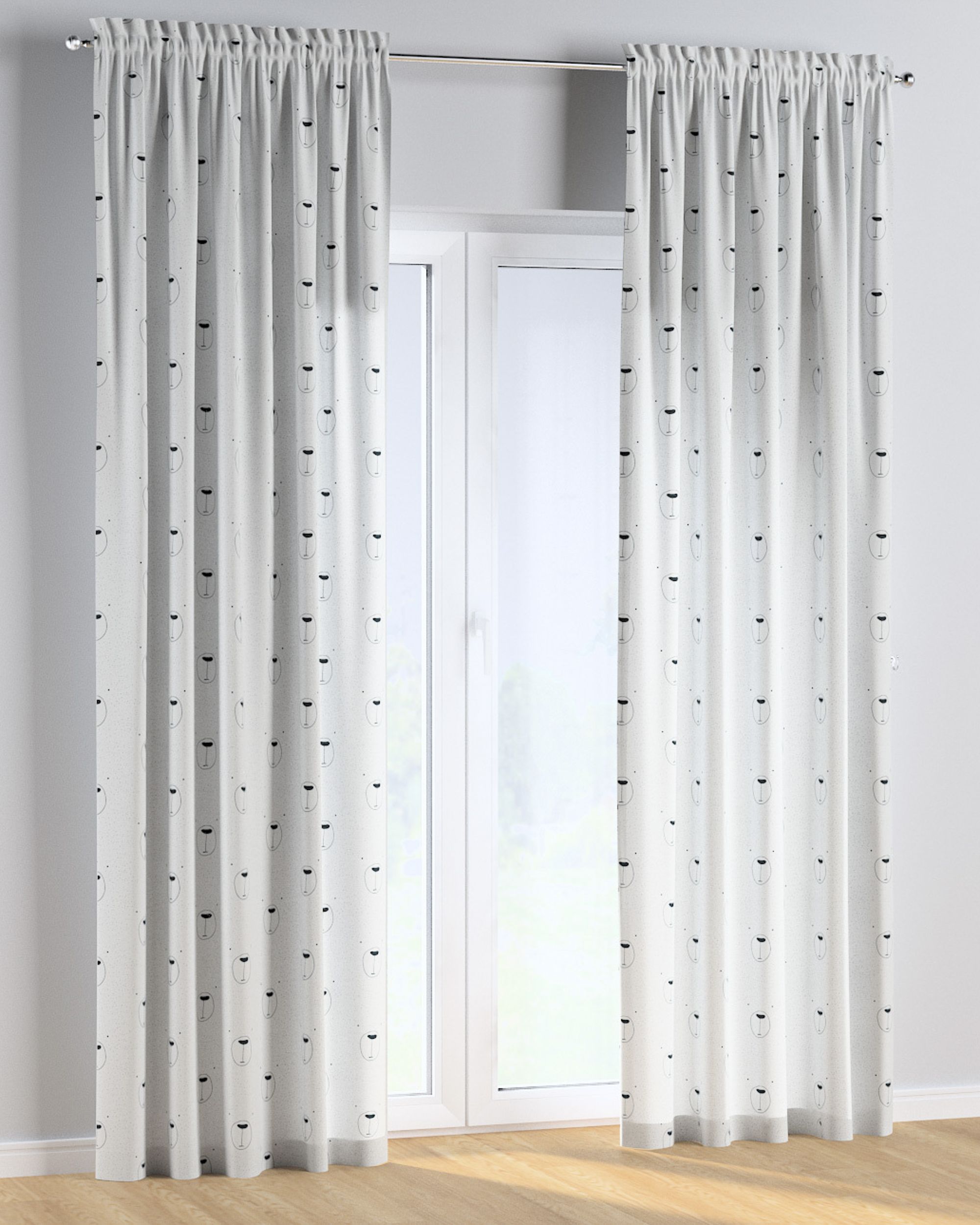 Rideau à galon fronceur 1 pièce couleur blanc tissu à motifs