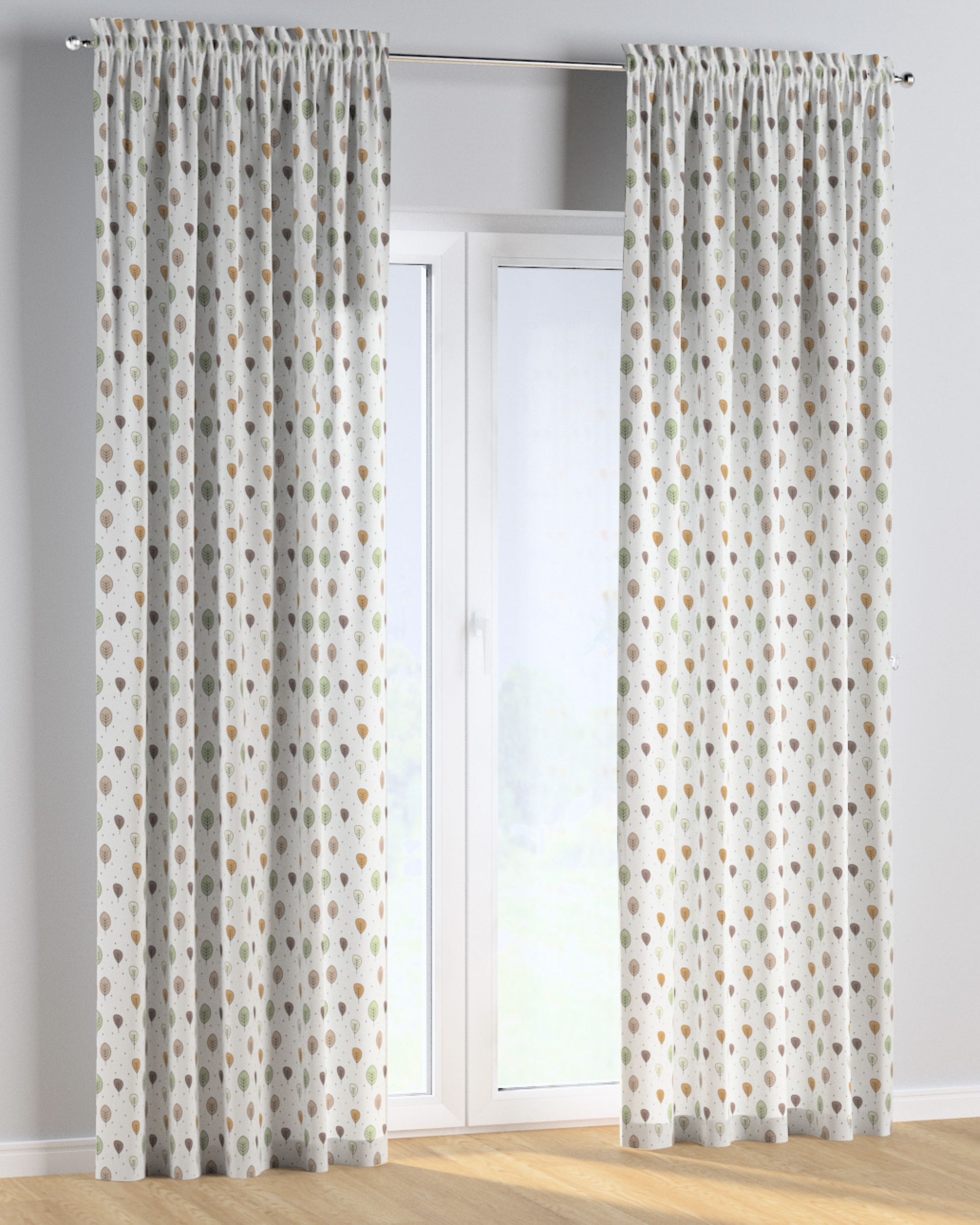 Rideau à galon fronceur 1 pièce couleur marron tissu à motifs