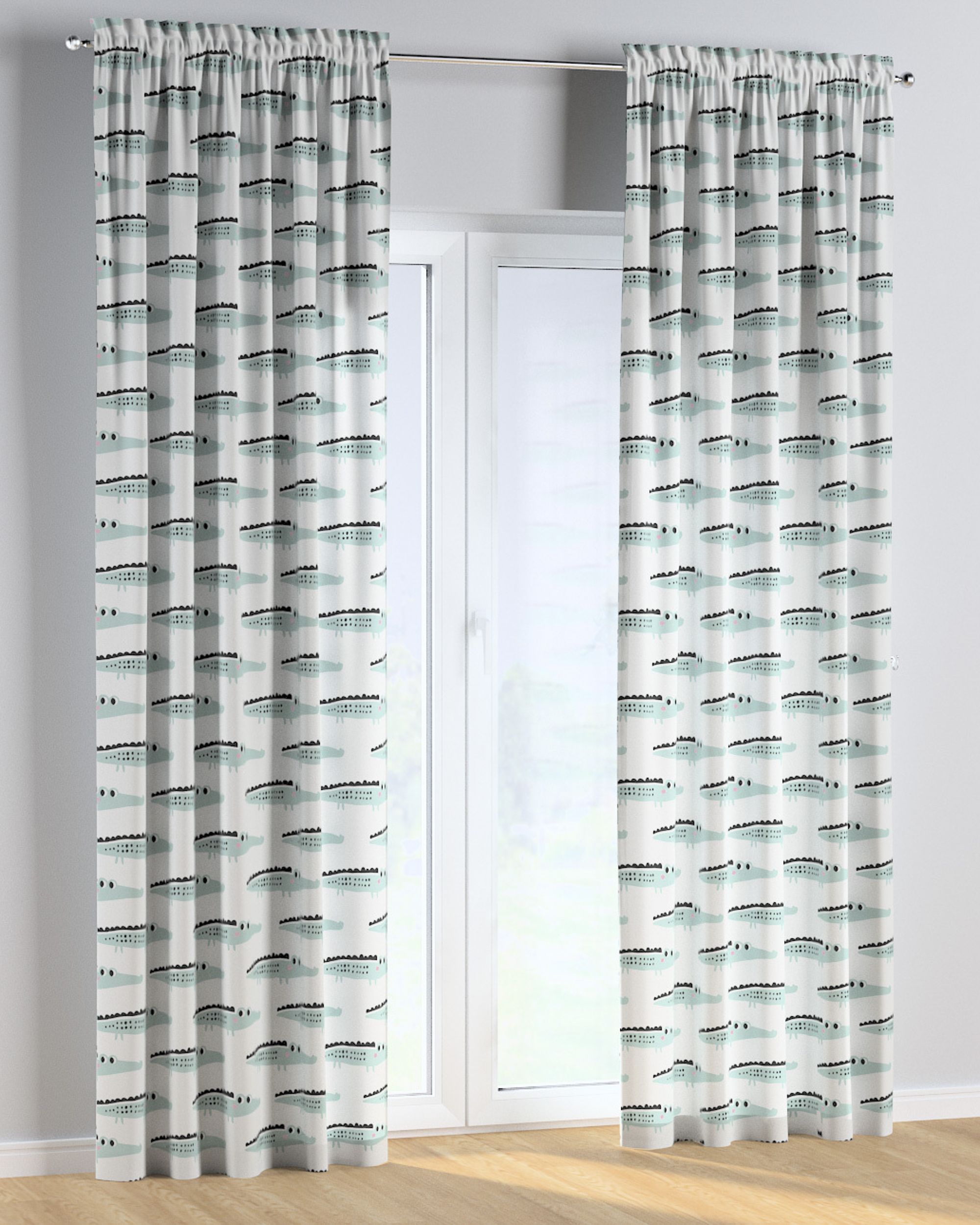 Rideau à galon fronceur 1 pièce couleur vert tissu à motifs