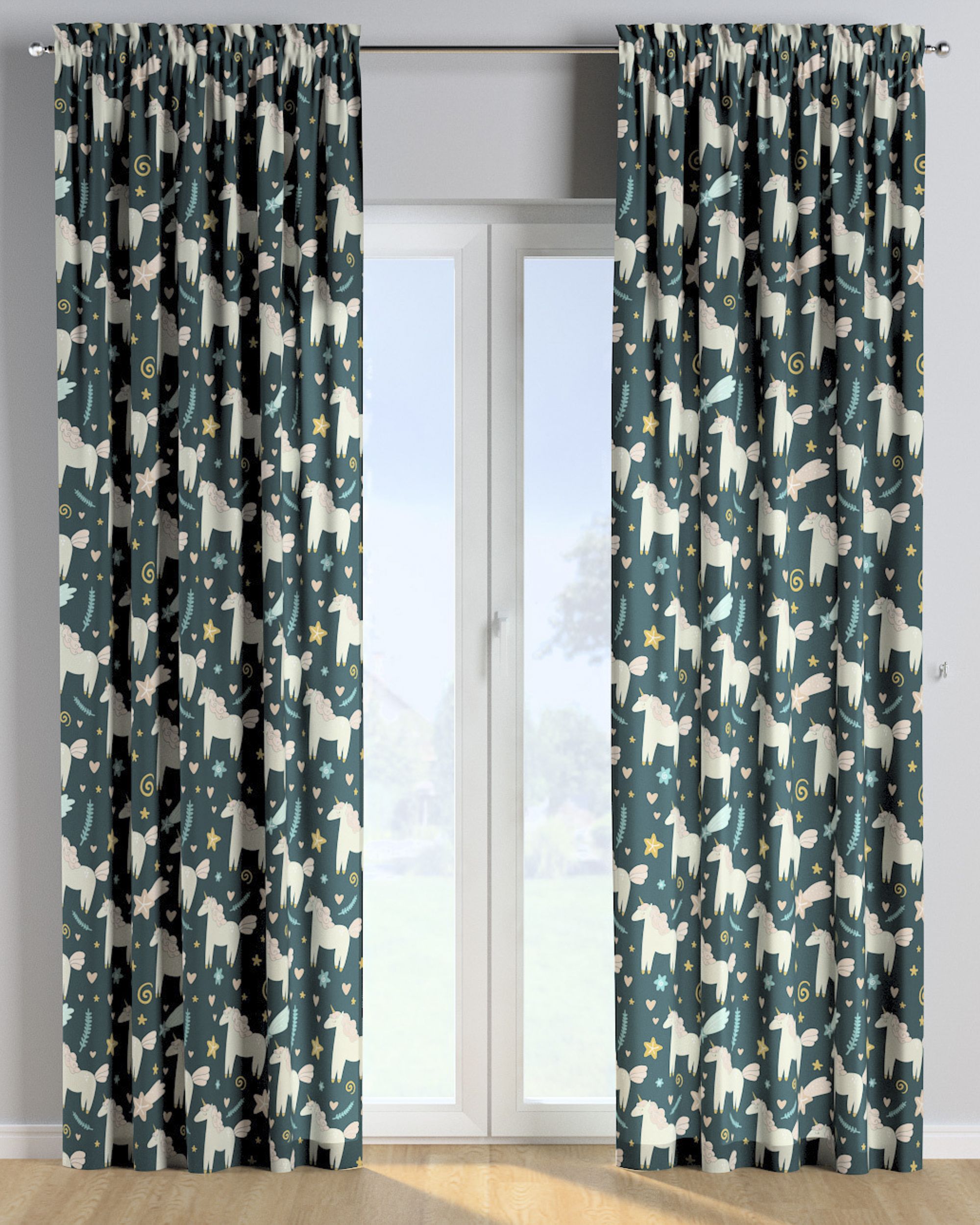 Rideau à galon fronceur 1 pièce couleur marron tissu à motifs
