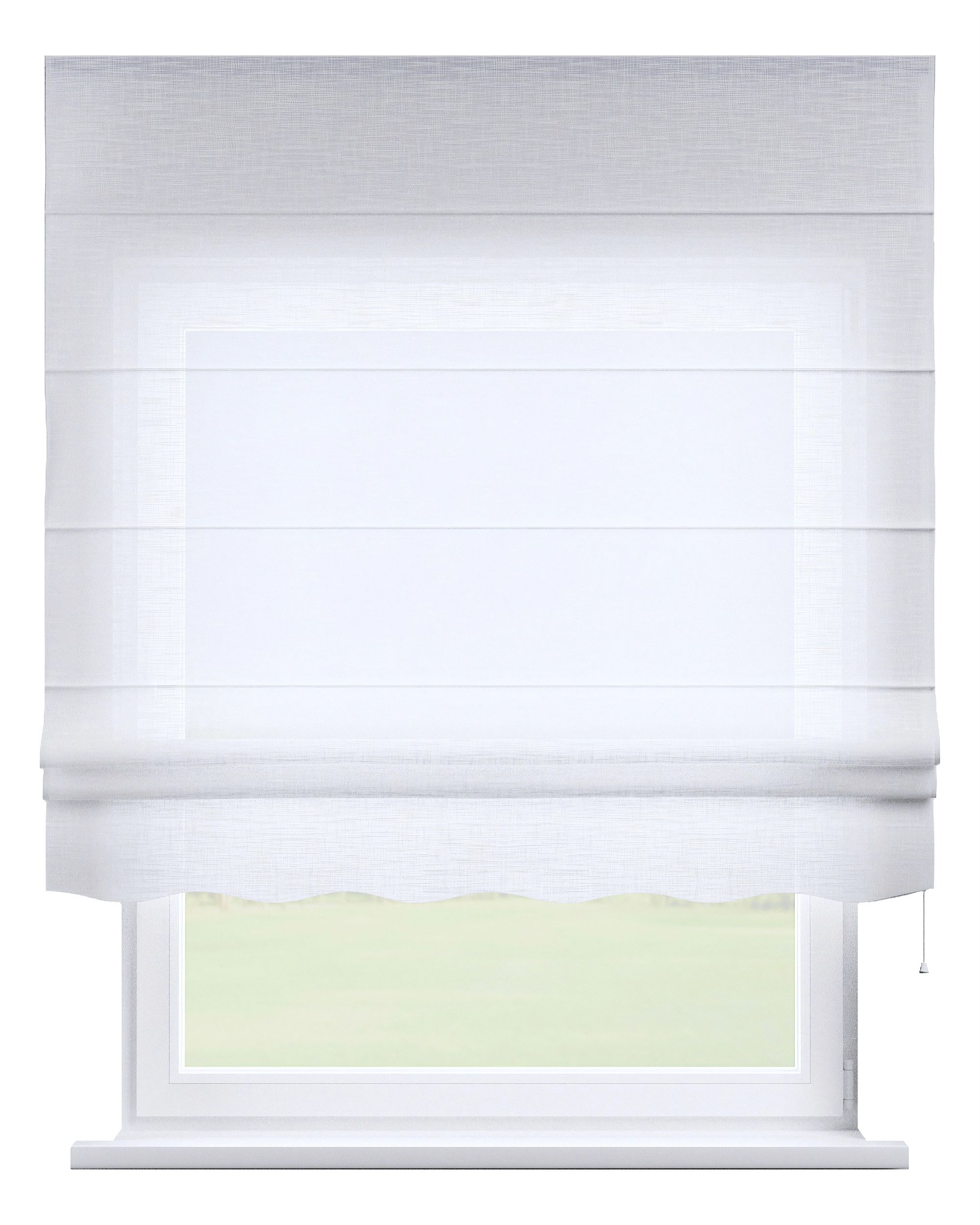 Store bateau Mela couleur blanc tissu semi-transparent, tresse