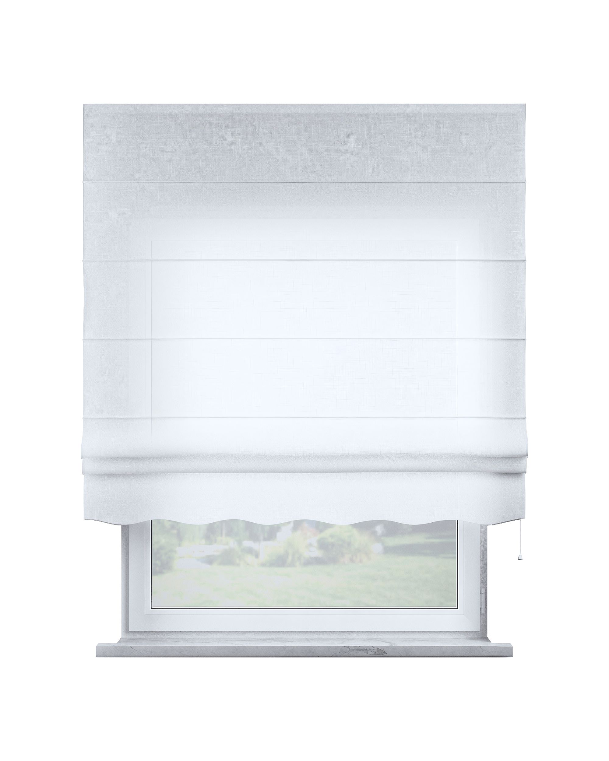 Store bateau Mela couleur blanc tissu semi-transparent, tresse