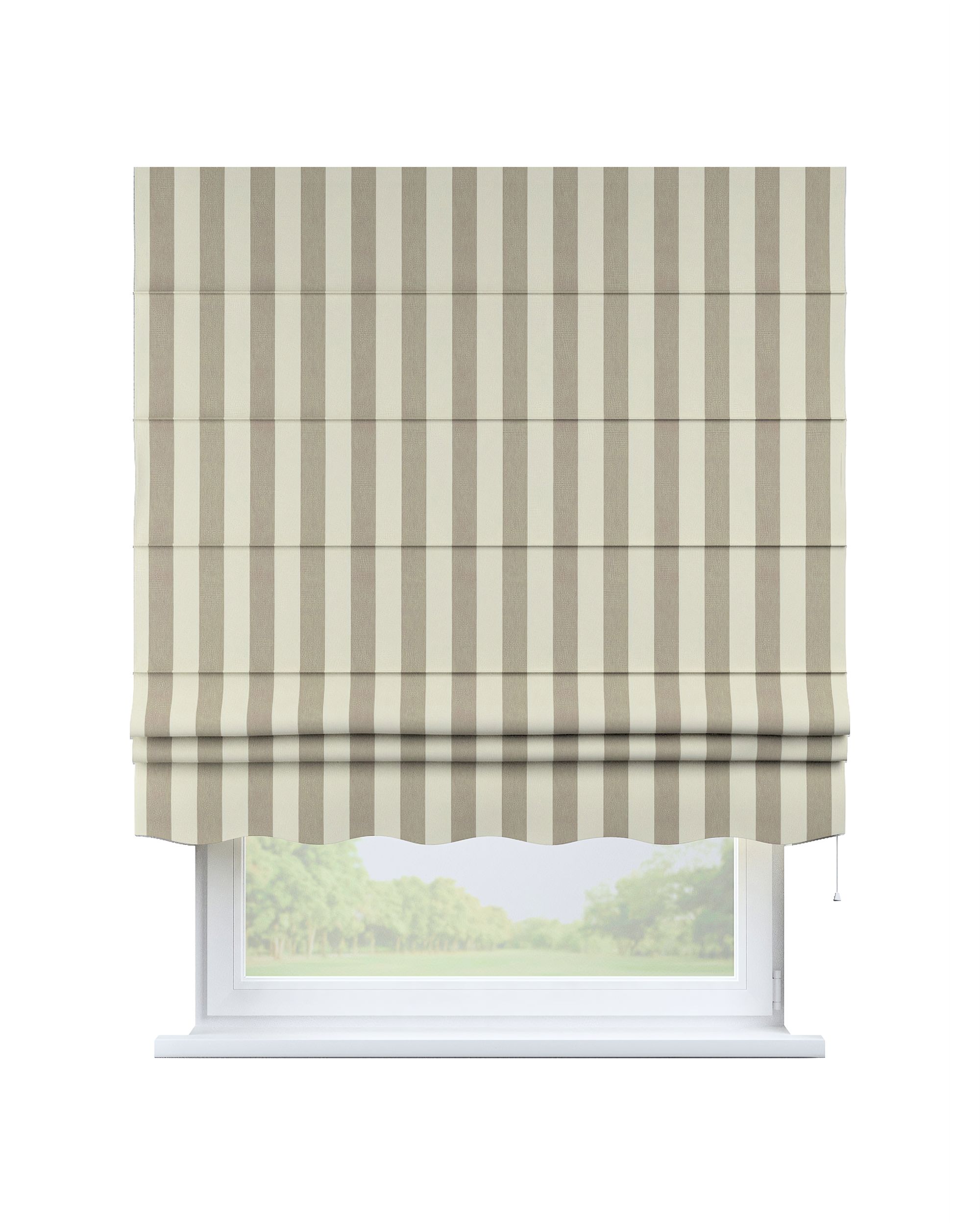 Store bateau Mela couleur beige tissu à motifs