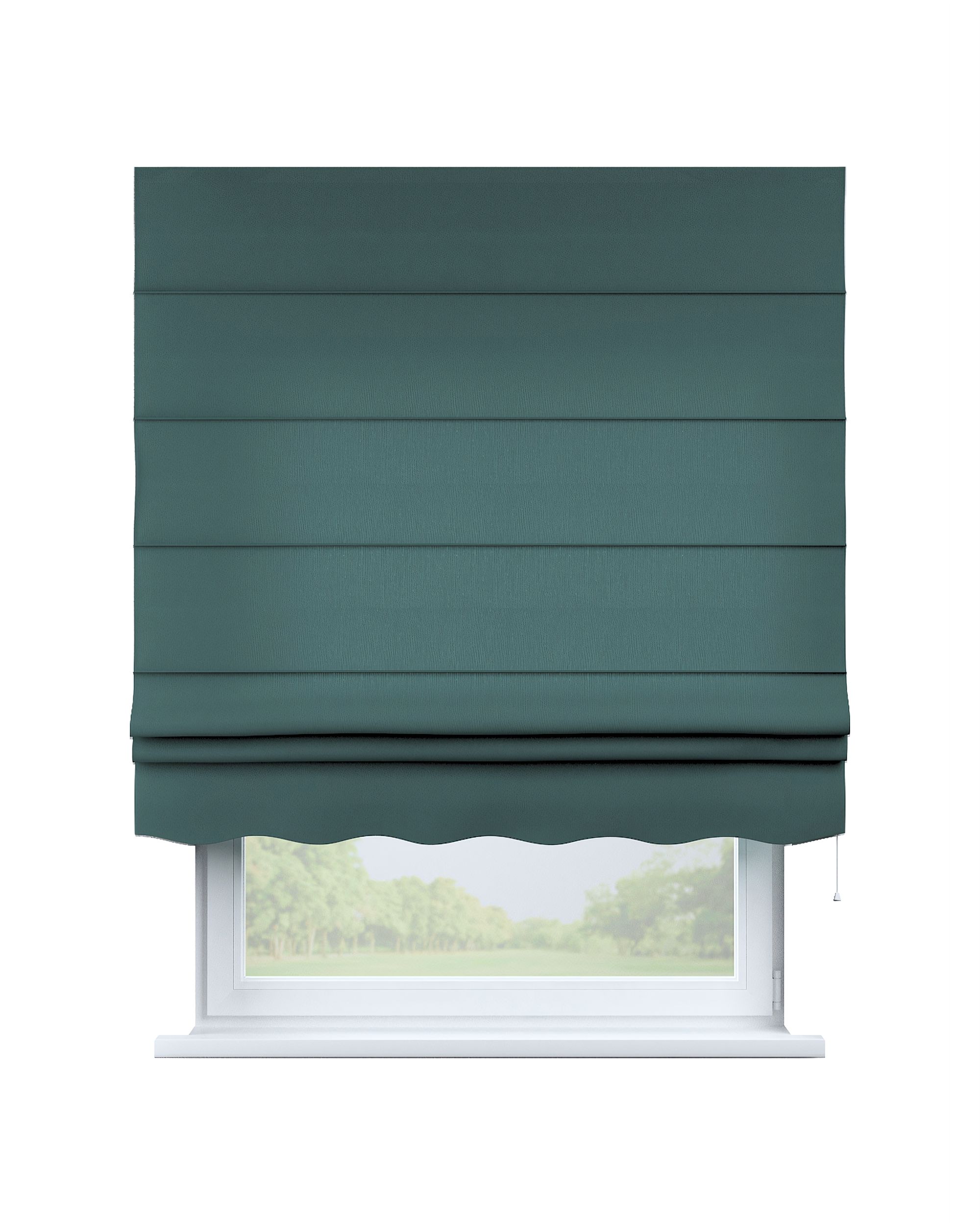 Store bateau Mela couleur vert tissu semi-transparent, tresse