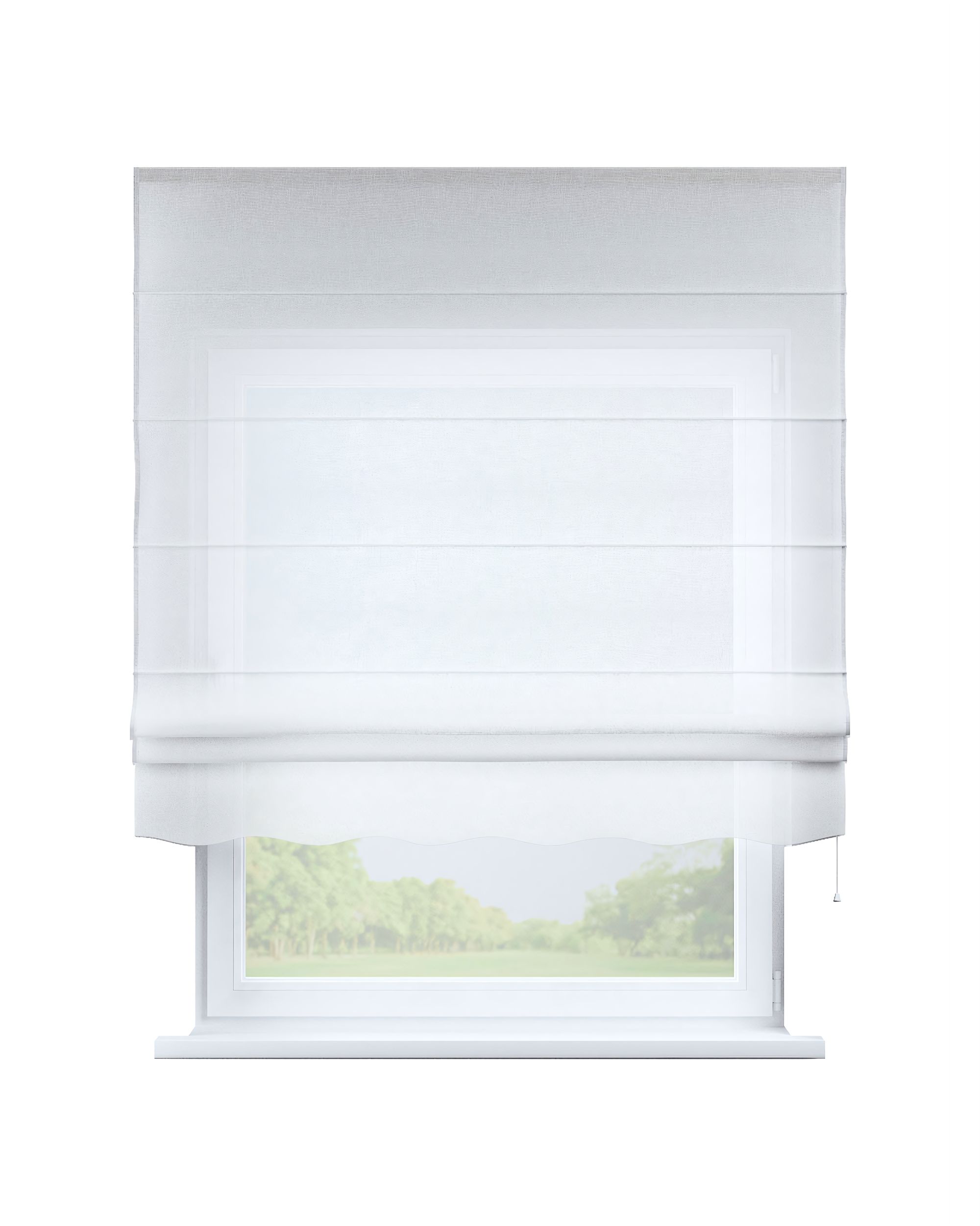 Store bateau Mela couleur crème tissu semi-transparent, tresse