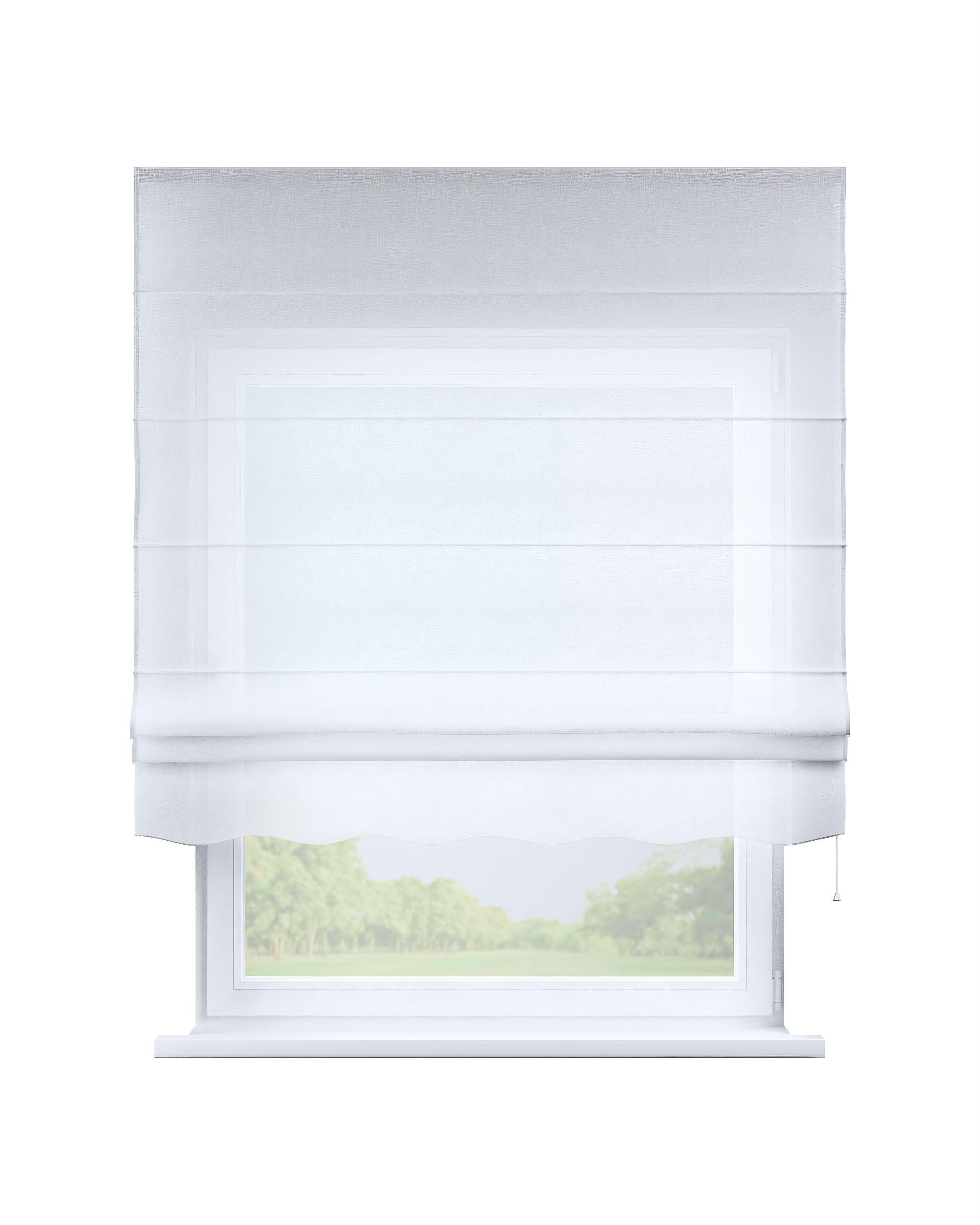 Store bateau Mela couleur blanc tissu semi-transparent, tresse