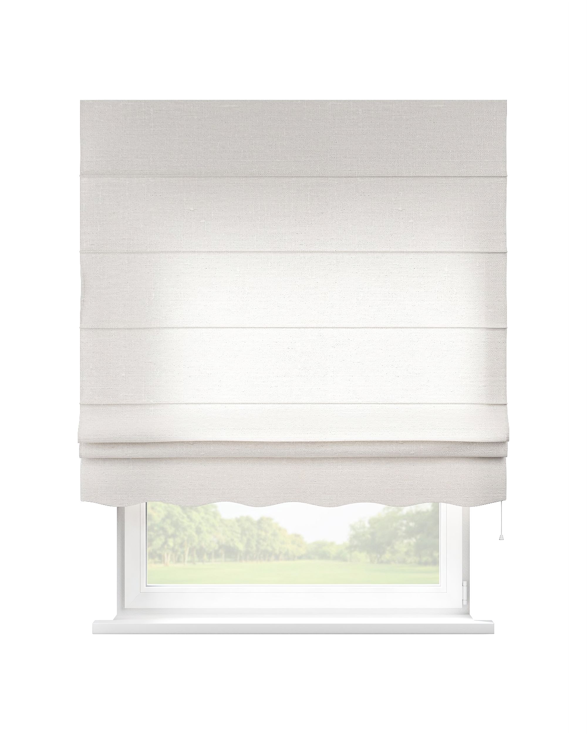 Store bateau Mela couleur blanc tissu semi-transparent, tresse