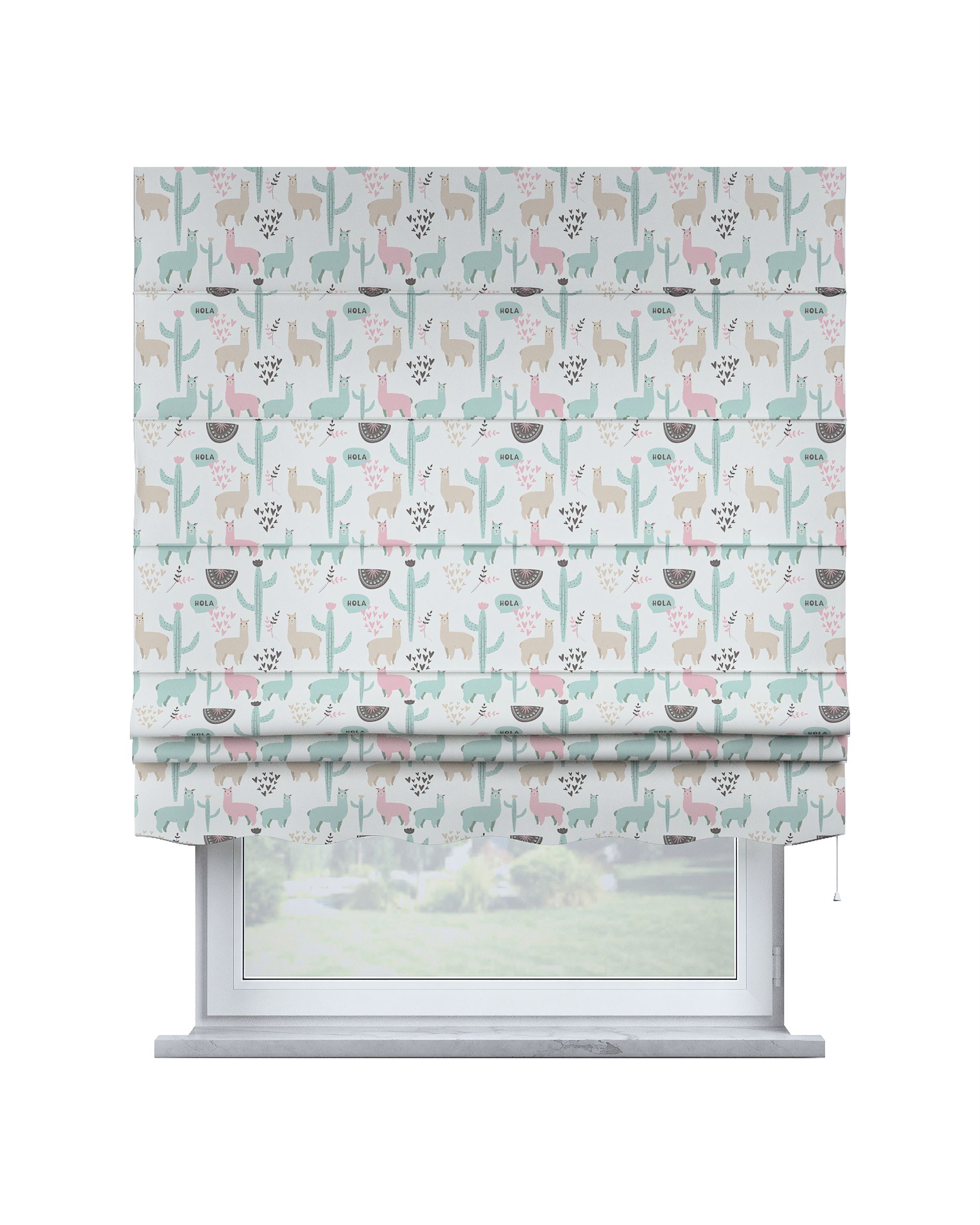 Store bateau Mela couleur vert tissu à motifs