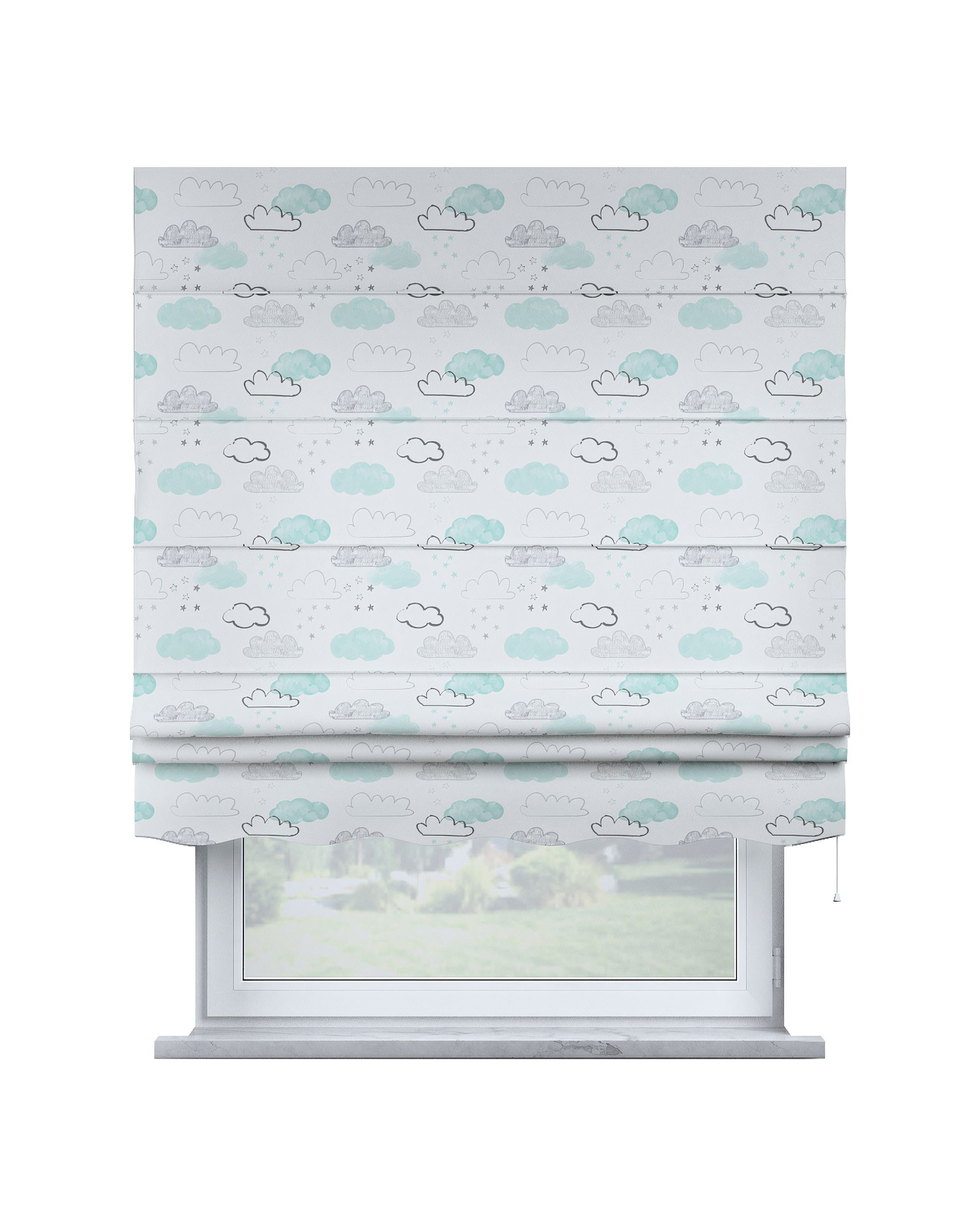 Store bateau Mela couleur blanc tissu à motifs