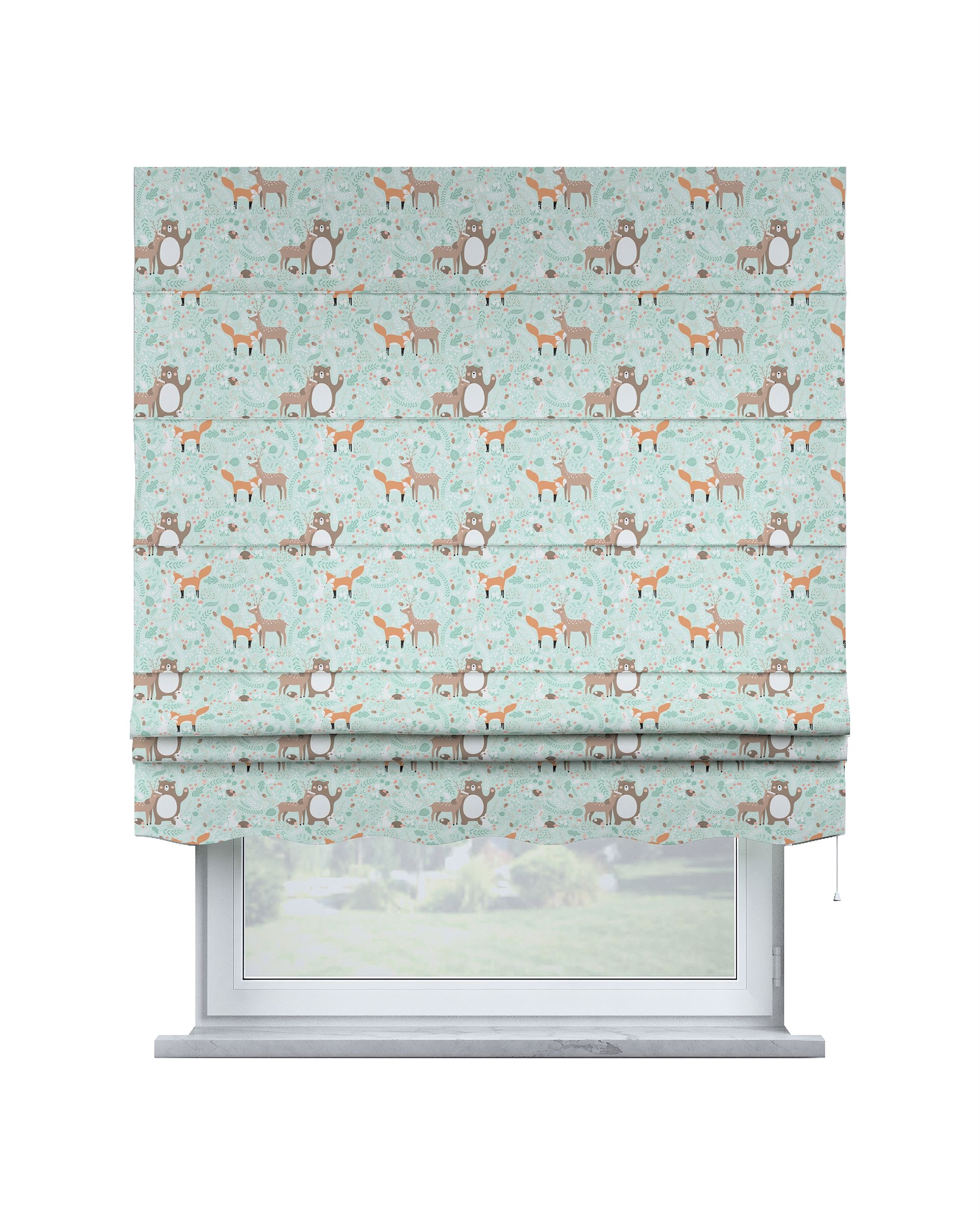 Store bateau Mela couleur vert tissu à motifs