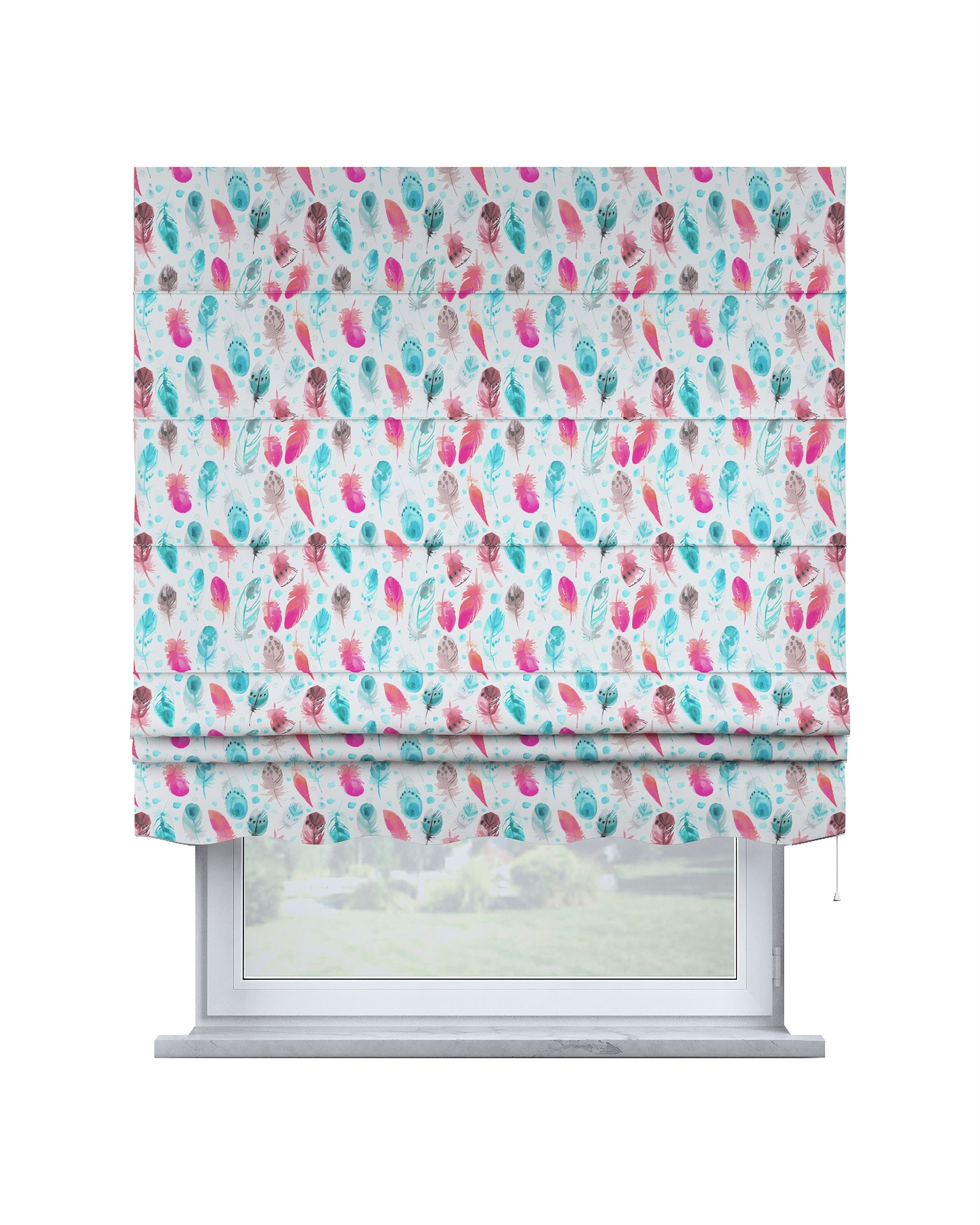 Store bateau Mela couleur bleu tissu à motifs