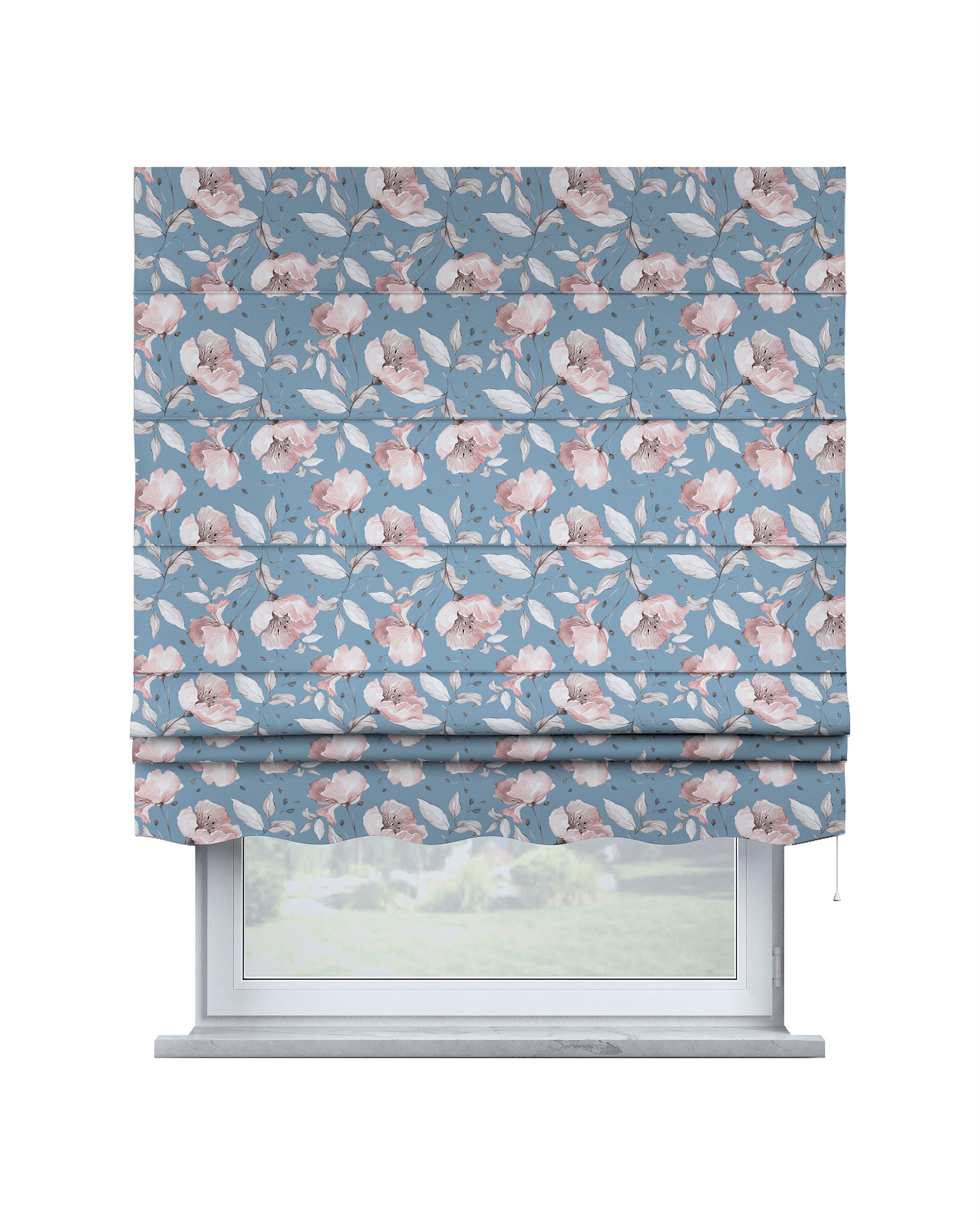 Store bateau Mela couleur bleu tissu à motifs