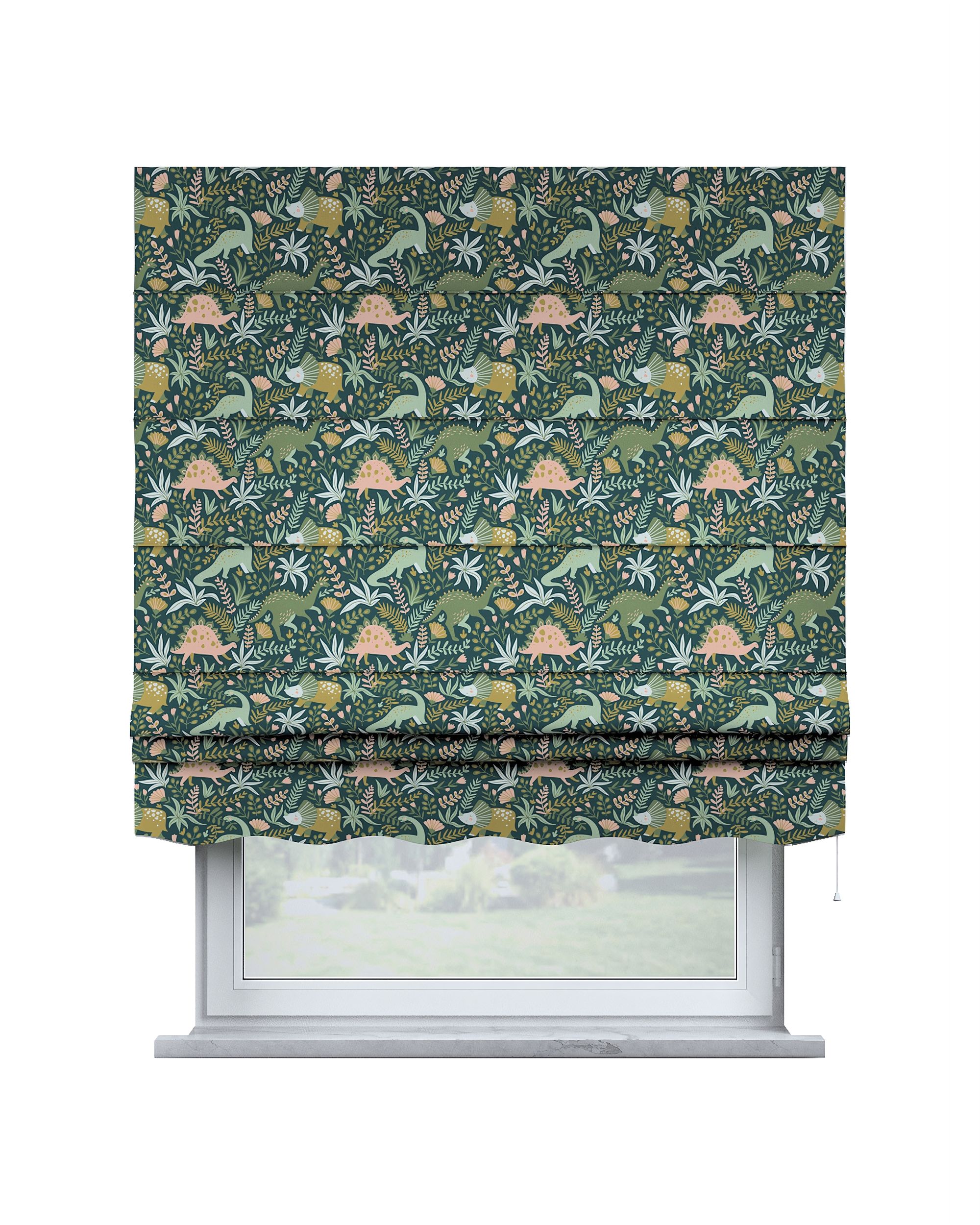 Store bateau Mela couleur vert tissu à motifs
