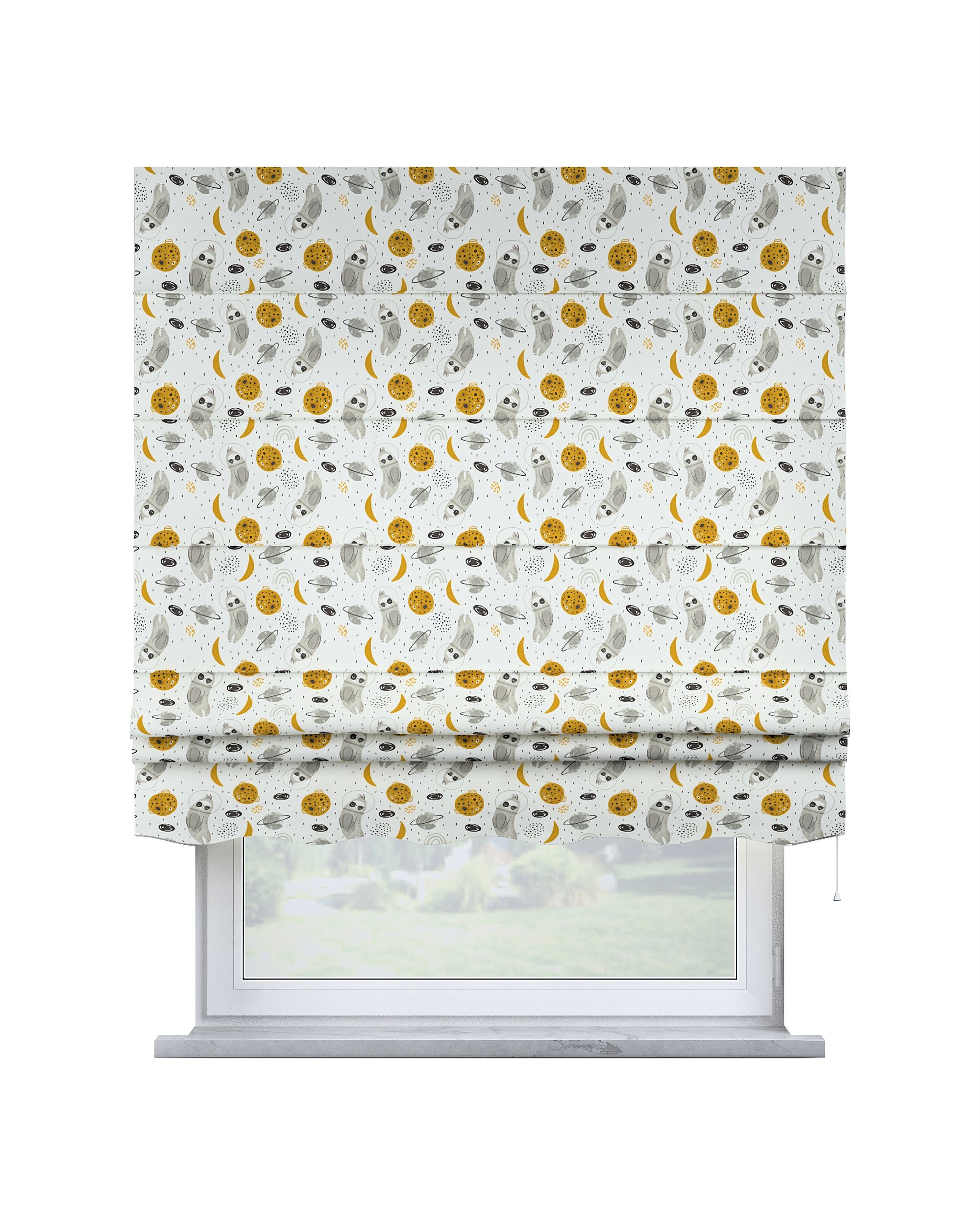 Store bateau Mela couleur blanc tissu à motifs