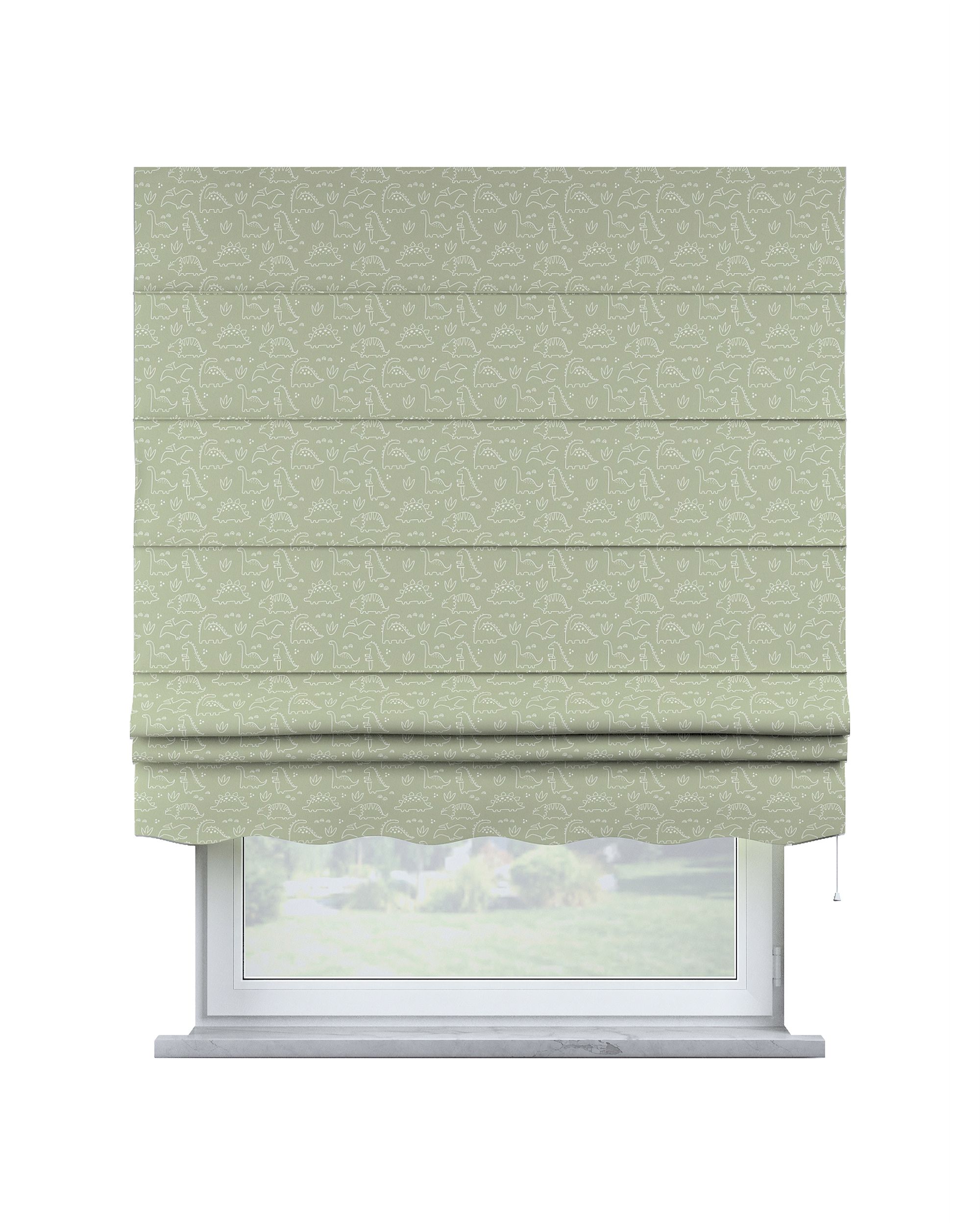 Store bateau Mela couleur vert tissu à motifs