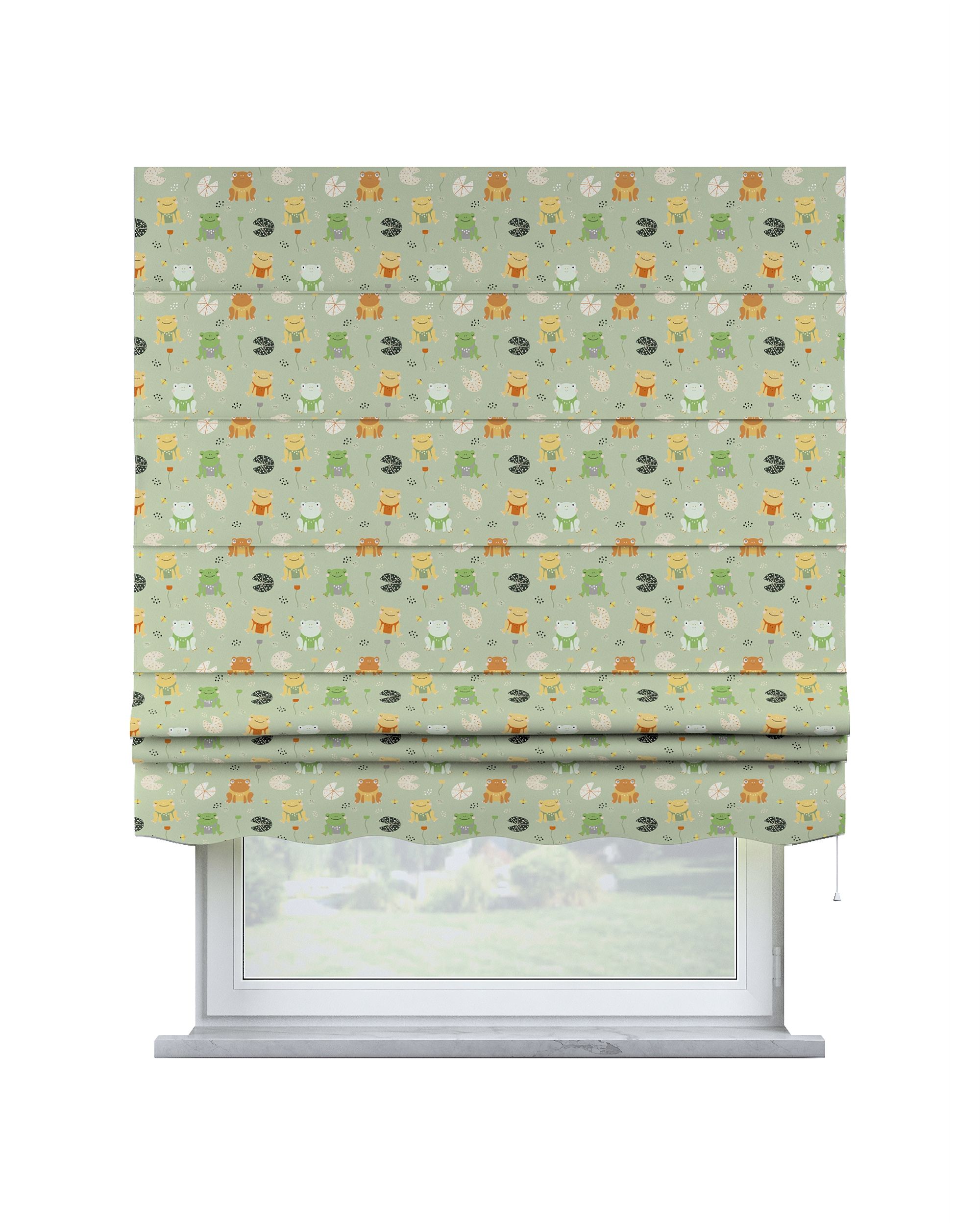 Store bateau Mela couleur vert tissu à motifs