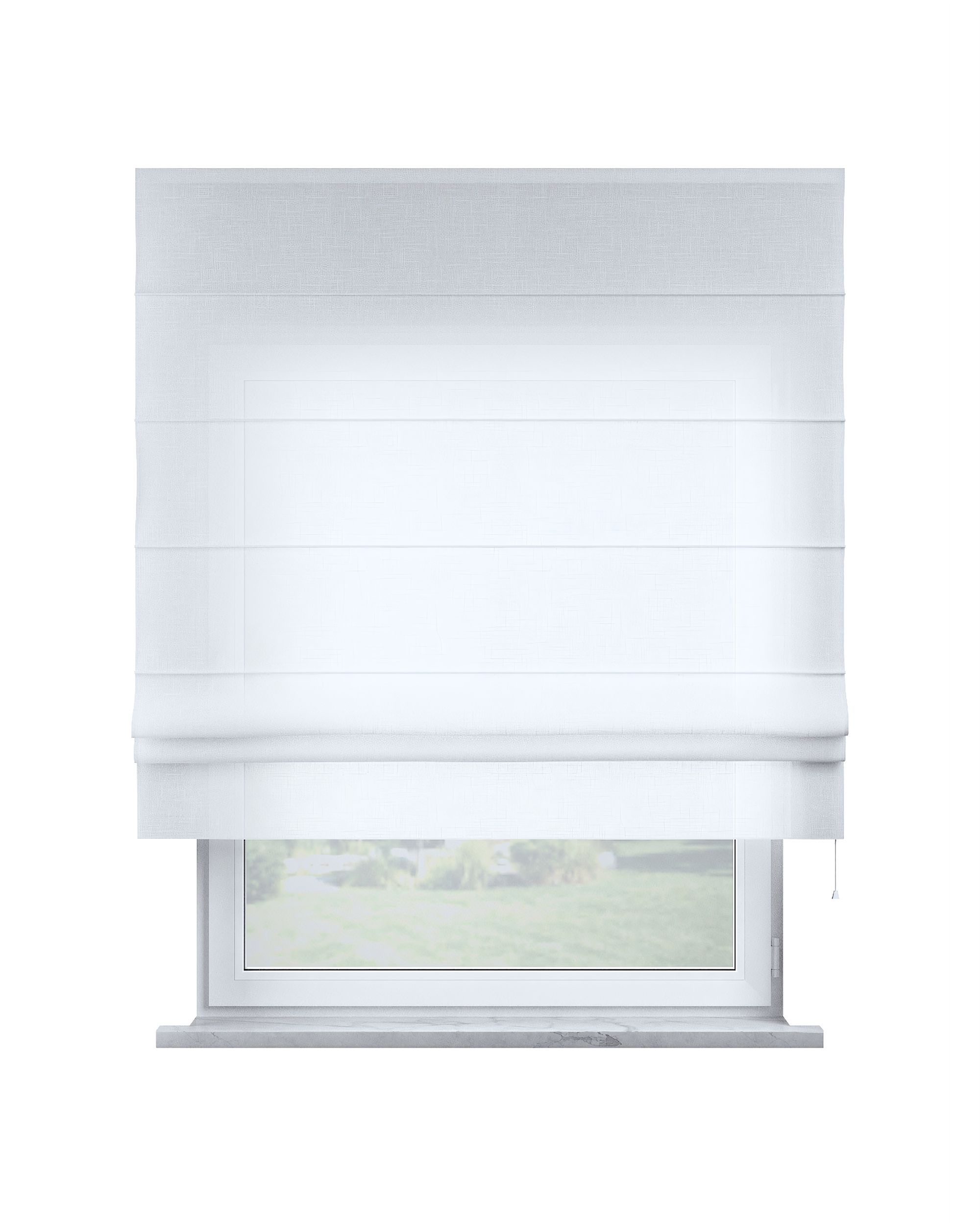 Store bateau Sammy couleur blanc tissu semi-transparent, tresse